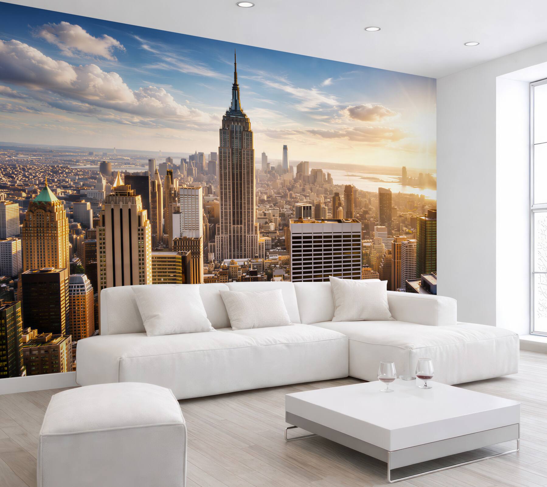 Fototapeta Nowy Jork panorama z Empire State Building w promieniach słońca