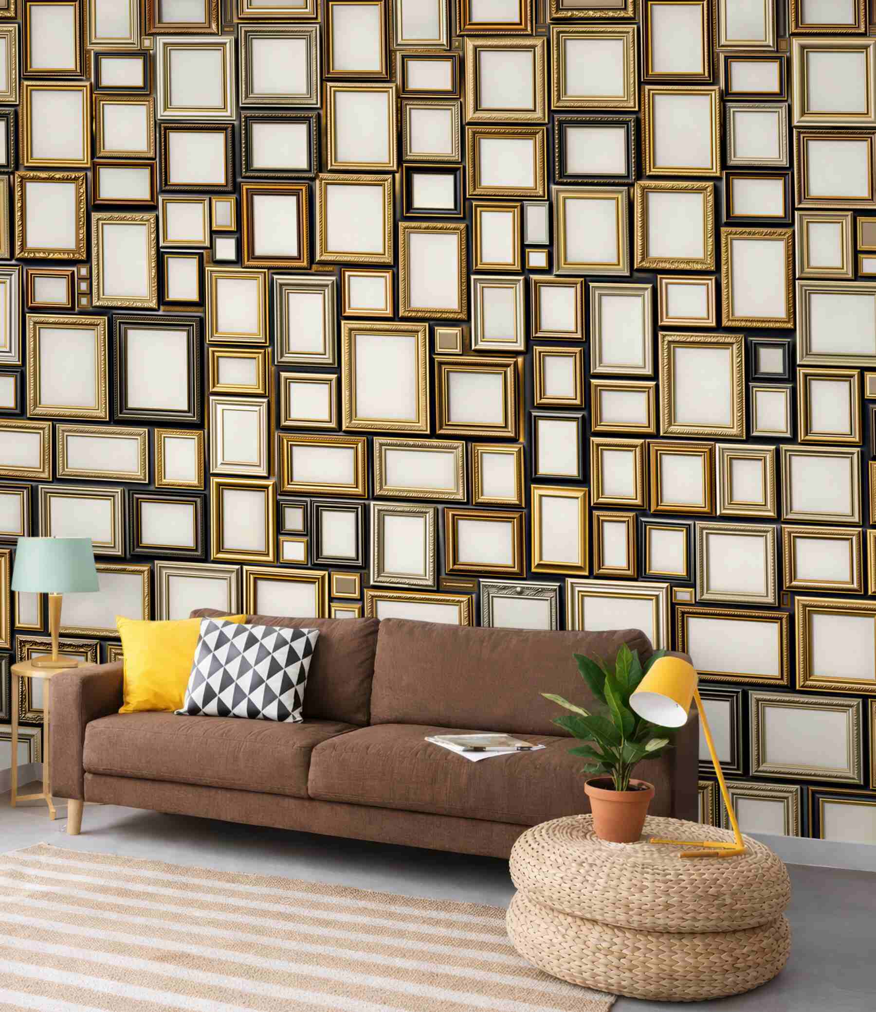 Fototapeta złote ramki geometryczne eleganckie na jasnym tle