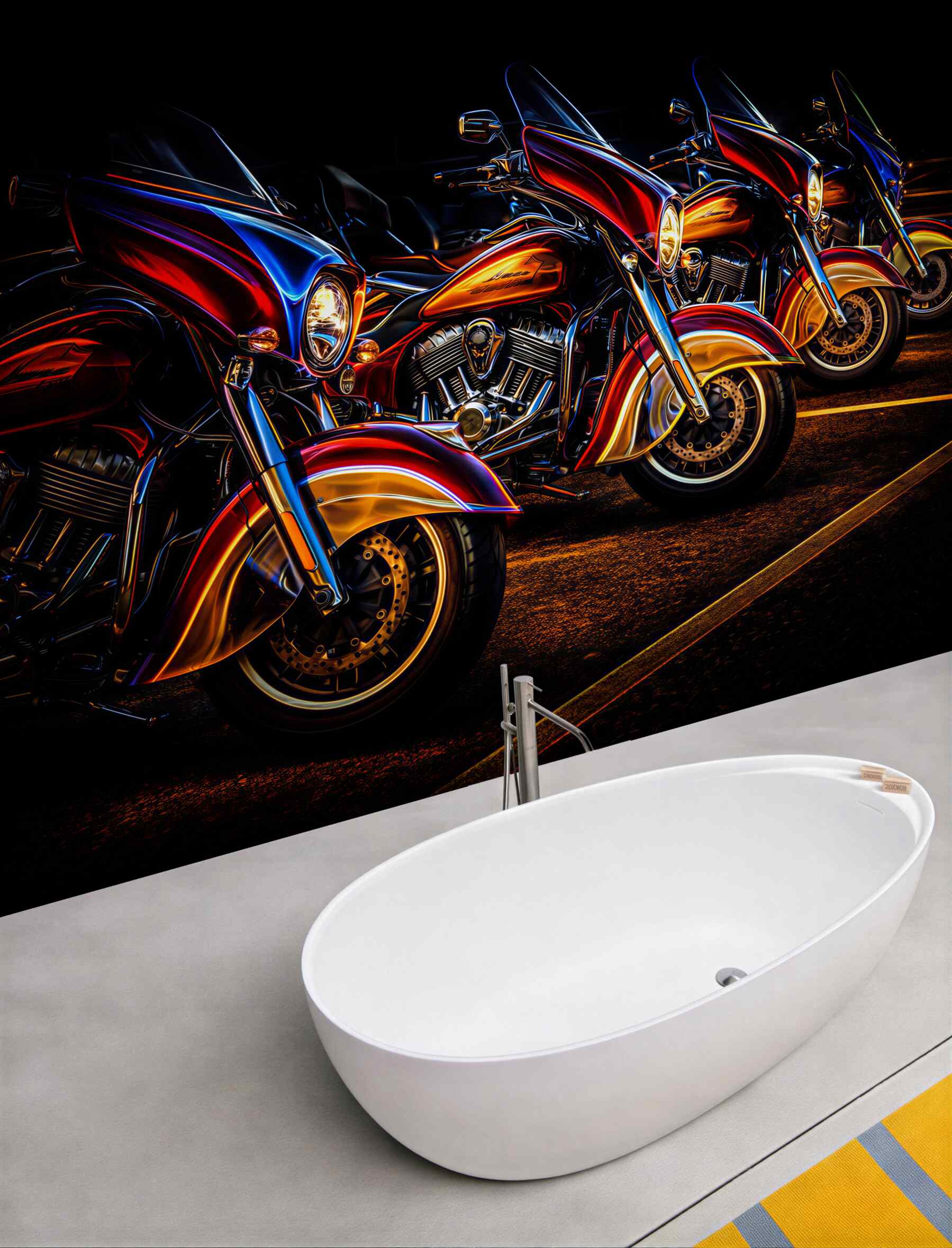 Fototapeta motocykle nocą w neonowym świetle do męskiego wnętrza