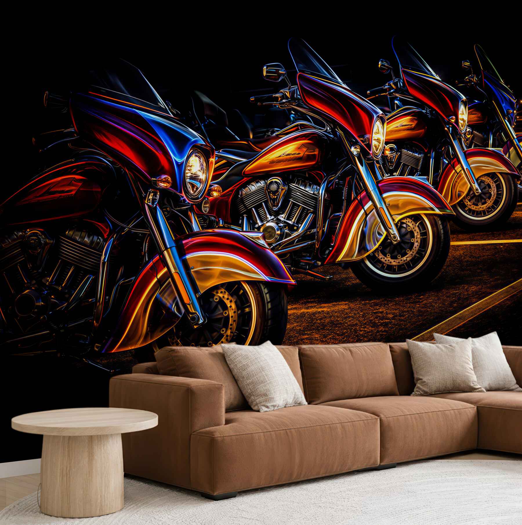Fototapeta motocykle nocą w neonowym świetle do męskiego wnętrza