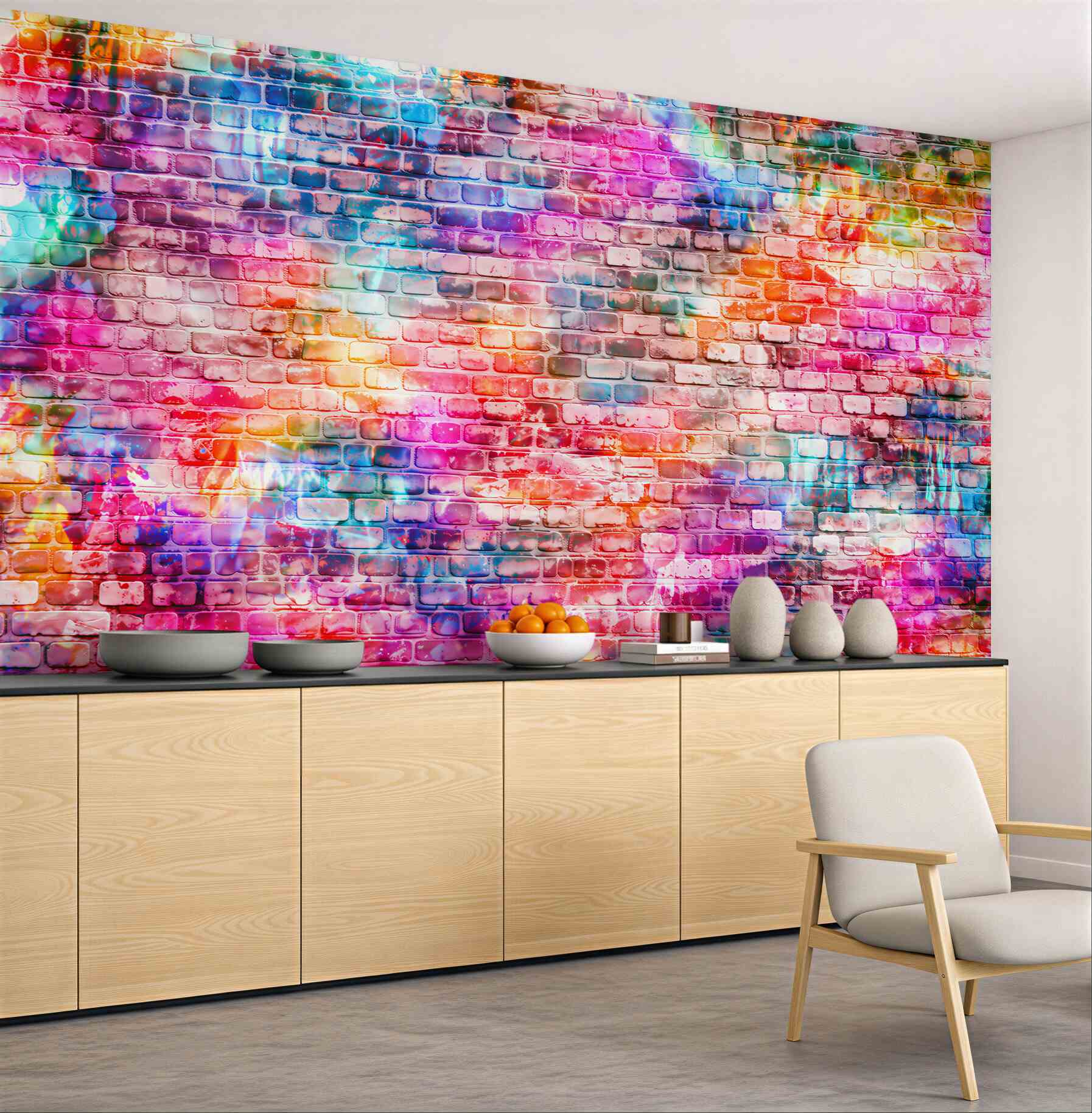 Fototapeta kolorowa ceglana ściana w stylu graffiti nowoczesna