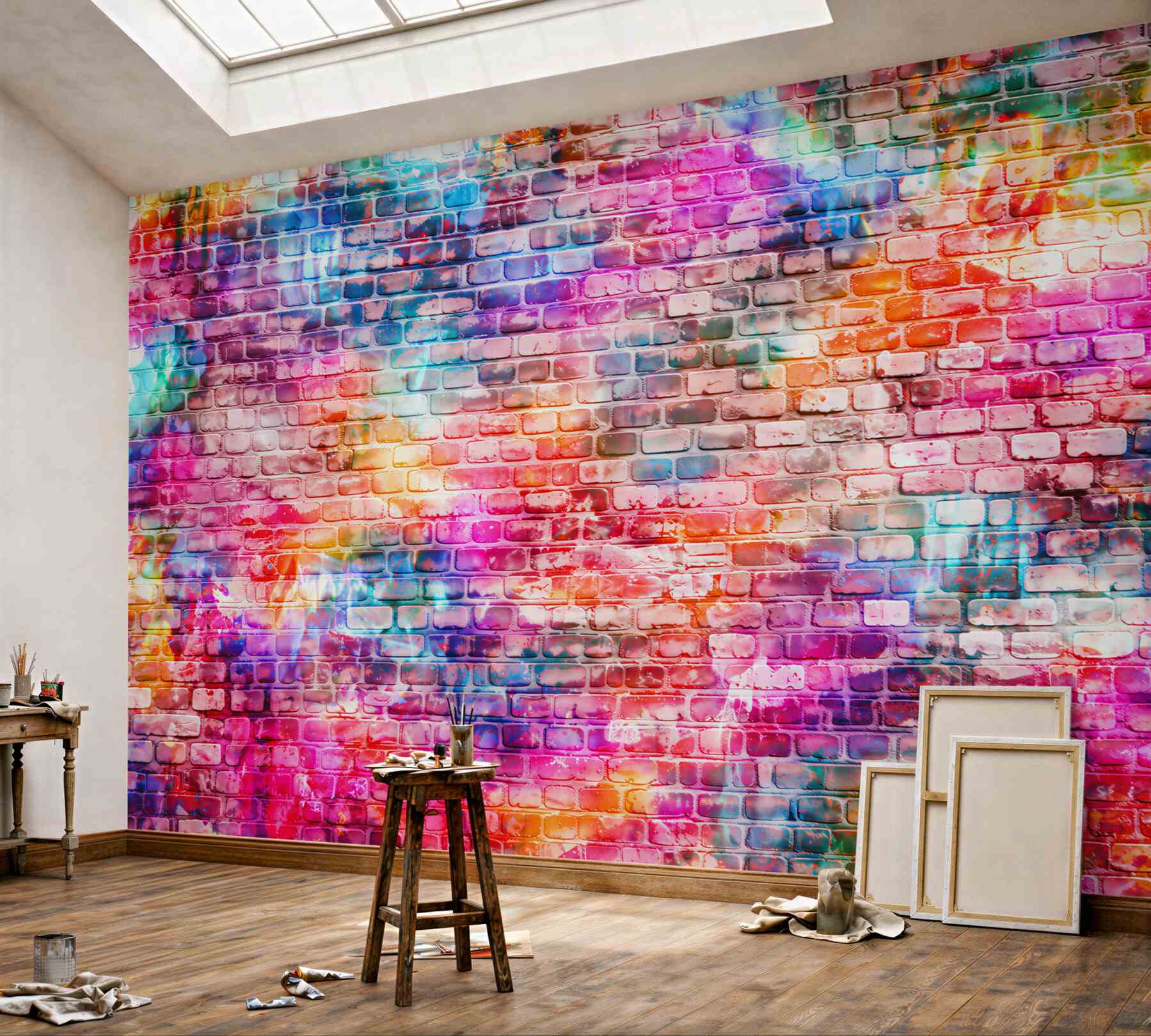 Fototapeta kolorowa ceglana ściana w stylu graffiti nowoczesna