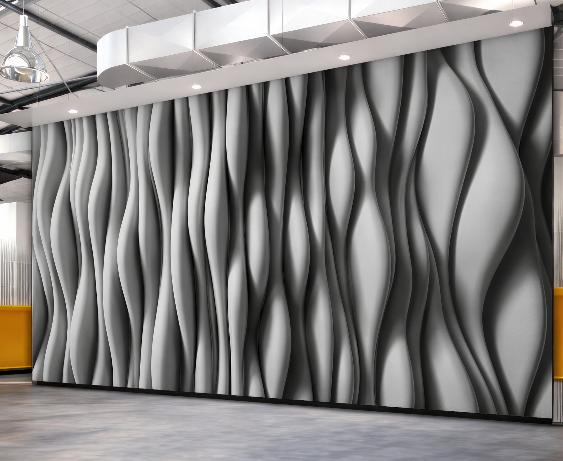 Fototapeta abstrakcyjne fale 3D szare nowoczesne do salonu