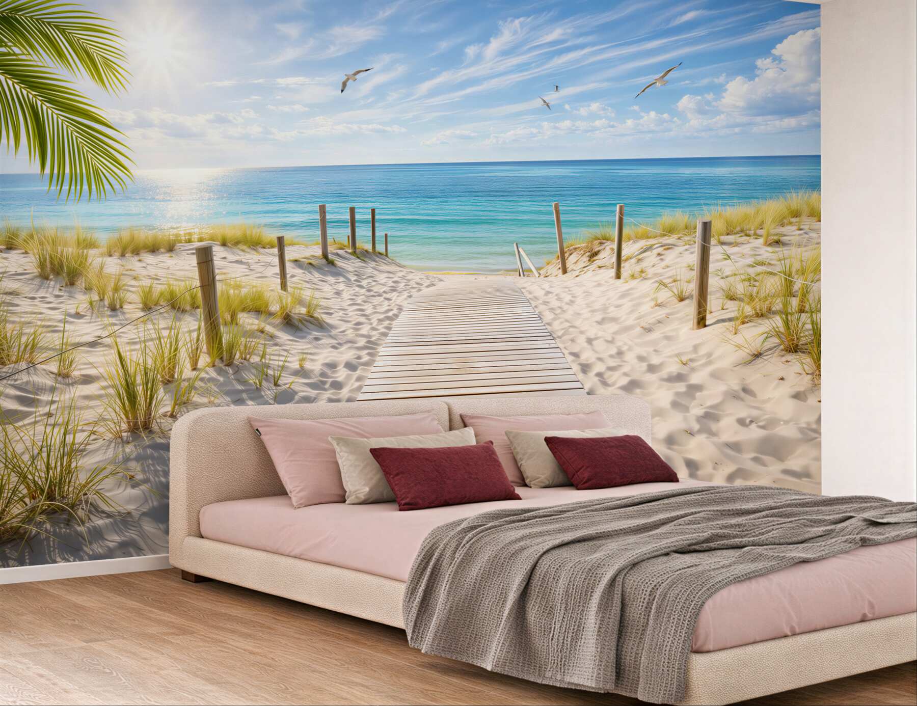 Fototapeta plaża z turkusowym morzem i wydmami słoneczny letni krajobraz