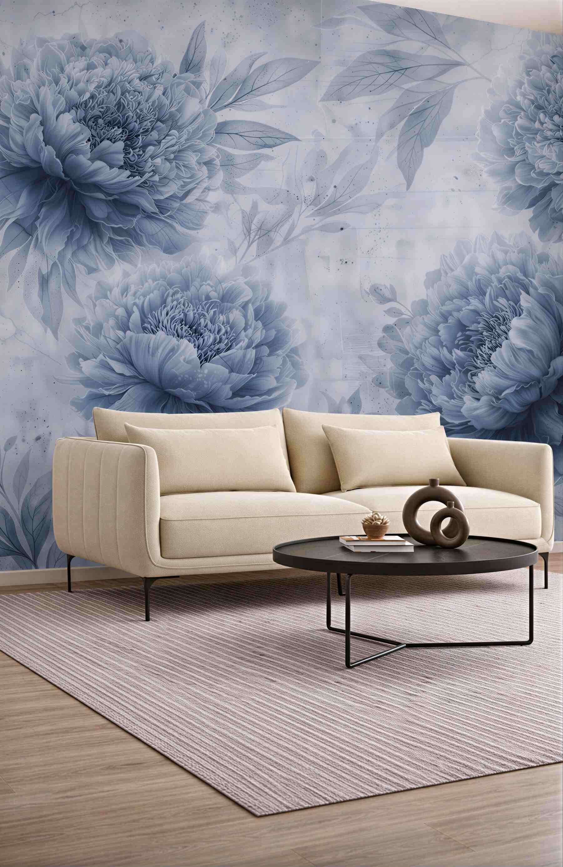 Fototapeta niebieskie piwonie kwiatowe na jasnym tle eleganckie