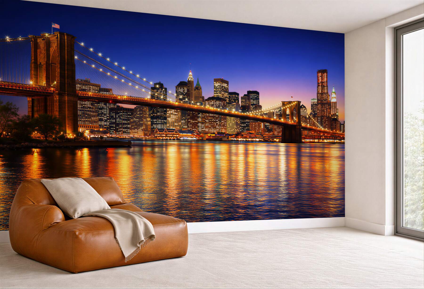 Fototapeta most Brooklyn i panorama Nowego Jorku nocą