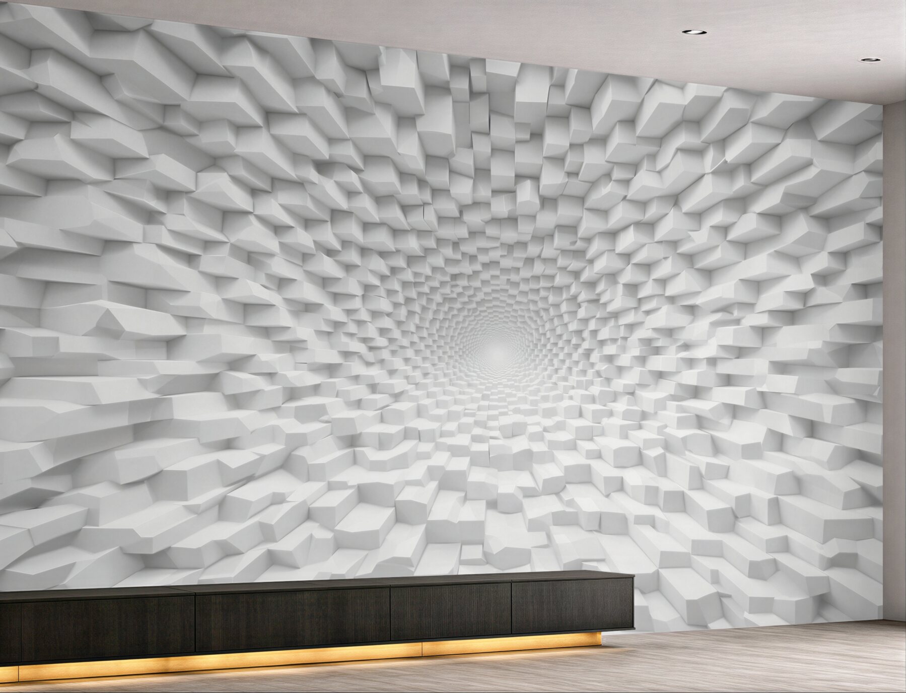 Fototapeta biała abstrakcja 3D geometryczny tunel nowoczesna