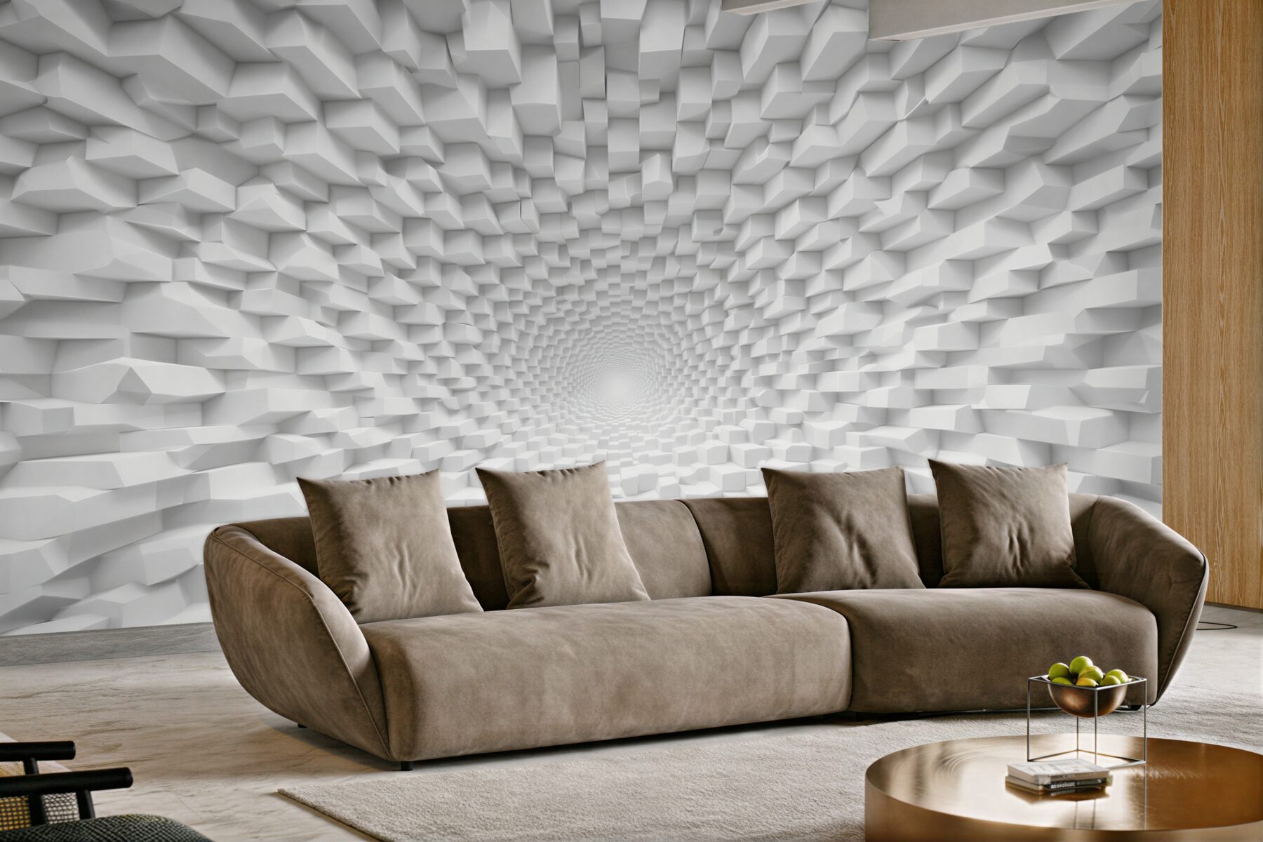 Fototapeta biała abstrakcja 3D geometryczny tunel nowoczesna