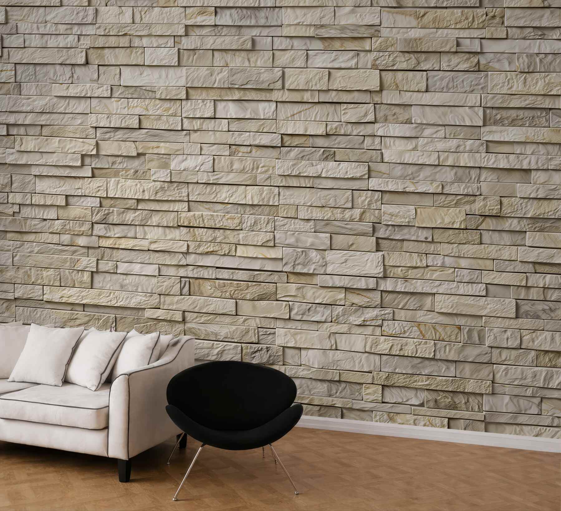Fototapeta kamienna ściana beżowa dekoracyjna w stylu nowoczesnym