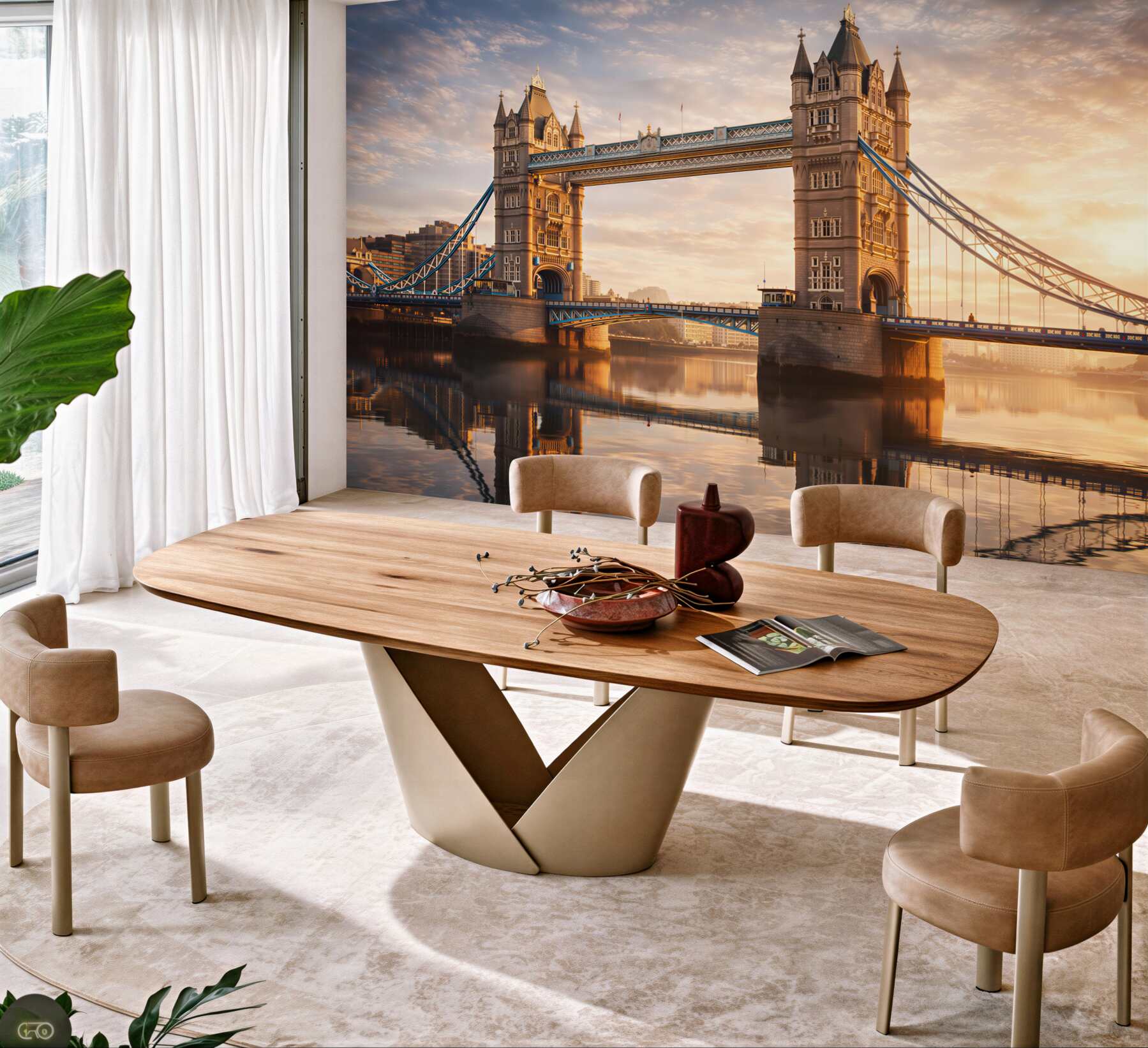 Fototapeta Tower Bridge w Londynie o wschodzie słońca nad Tamizą