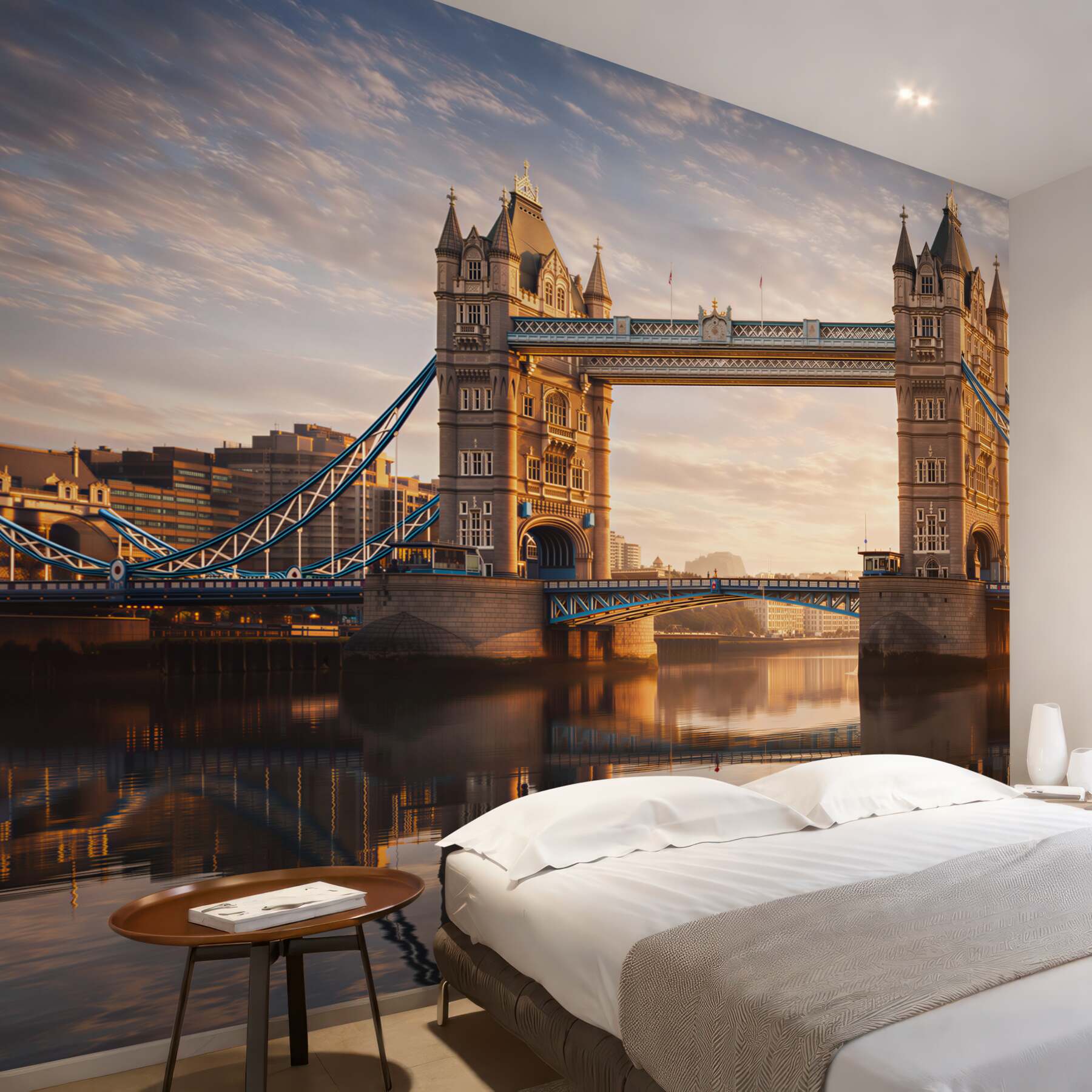 Fototapeta Tower Bridge w Londynie o wschodzie słońca nad Tamizą