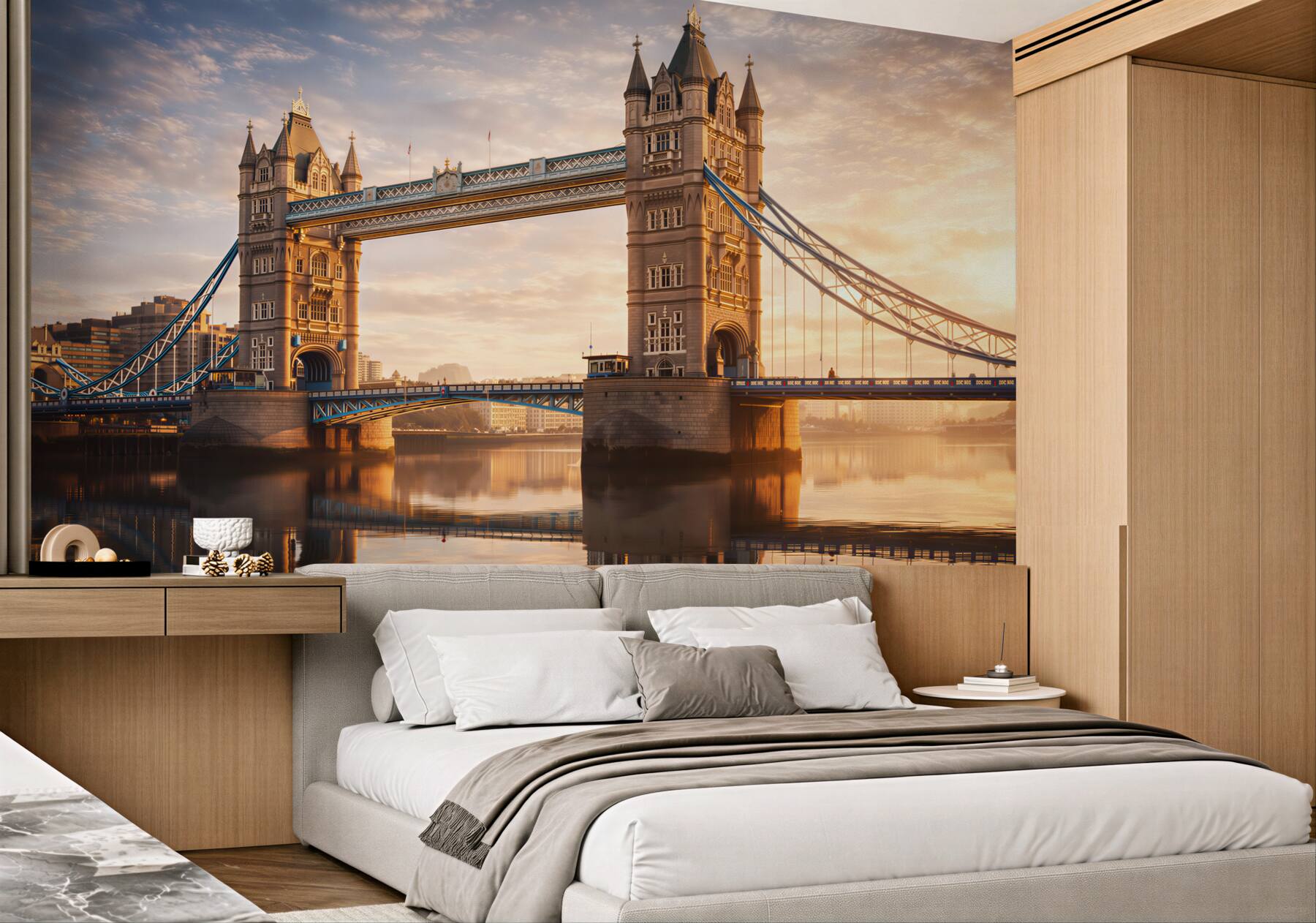 Fototapeta Tower Bridge w Londynie o wschodzie słońca nad Tamizą