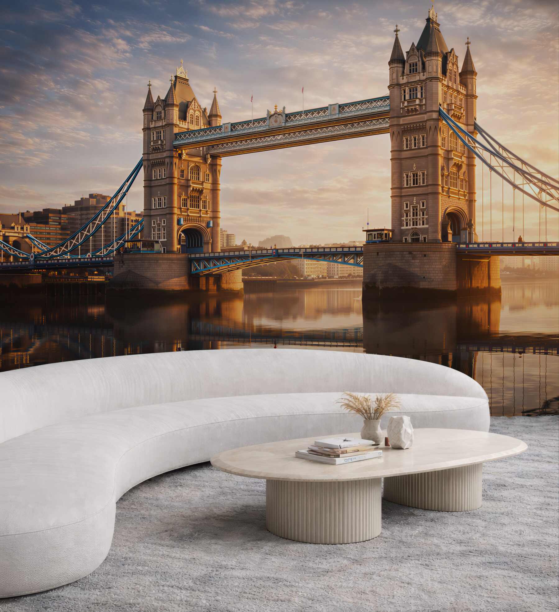 Fototapeta Tower Bridge w Londynie o wschodzie słońca nad Tamizą