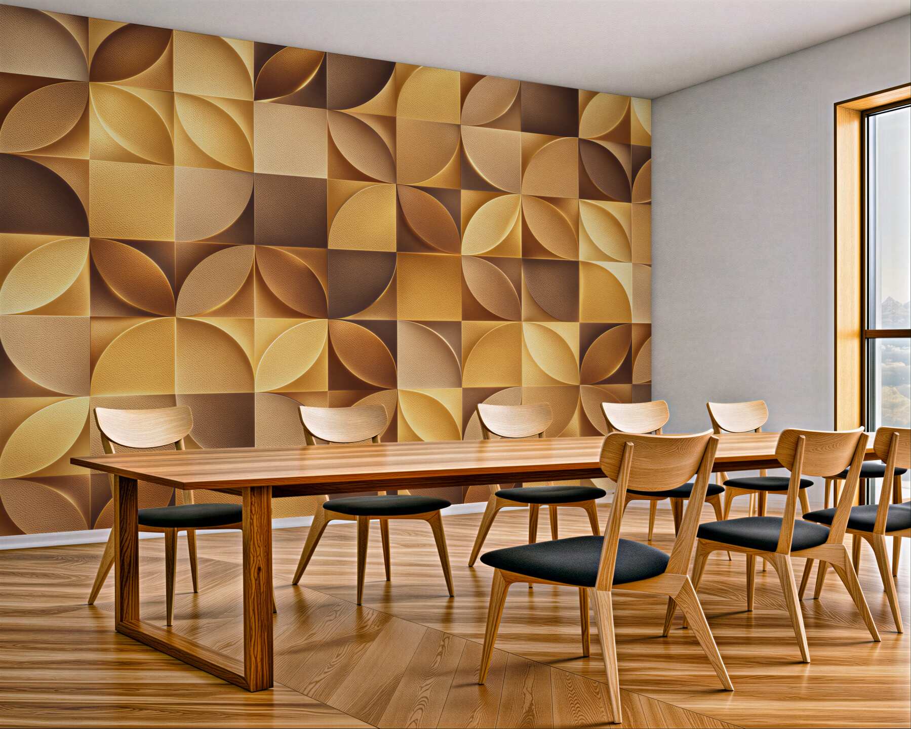 Fototapeta geometryczny wzór 3D złote i brązowe kafle