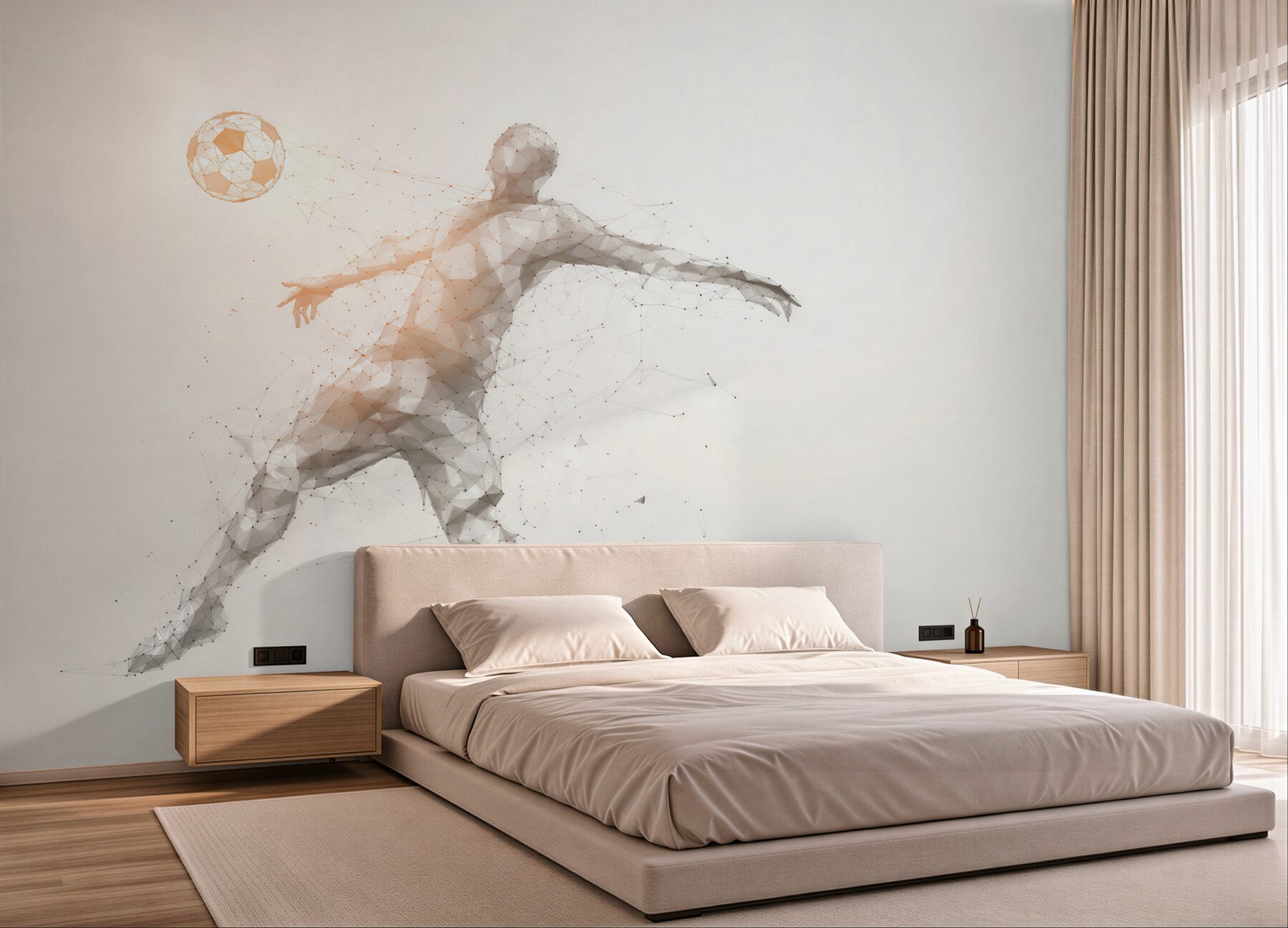 Fototapeta piłkarz z piłką geometryczny nowoczesny sportowy