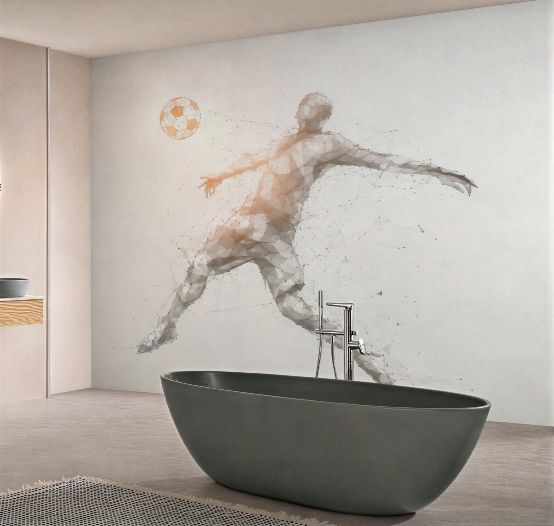 Fototapeta piłkarz z piłką geometryczny nowoczesny sportowy