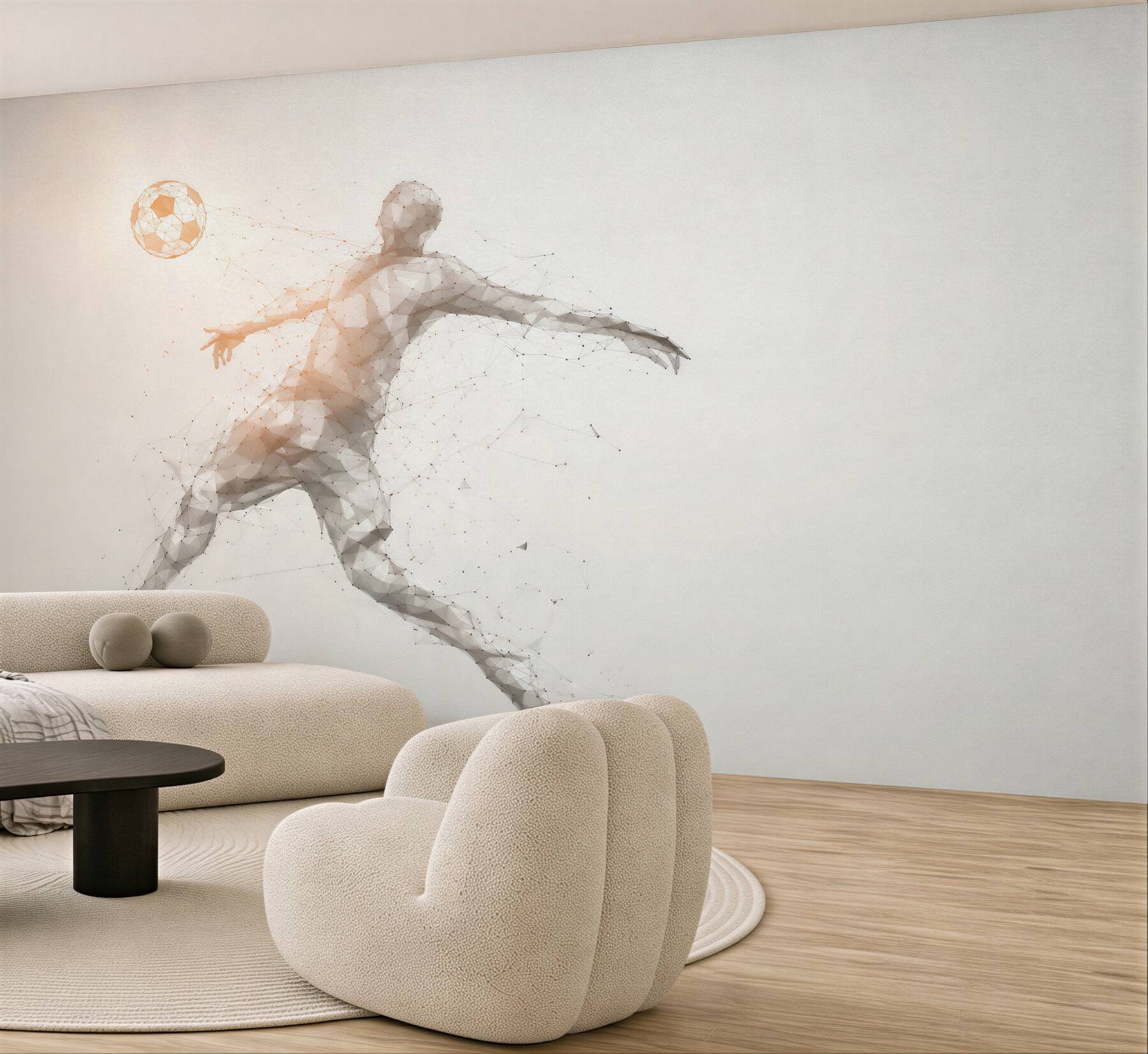 Fototapeta piłkarz z piłką geometryczny nowoczesny sportowy