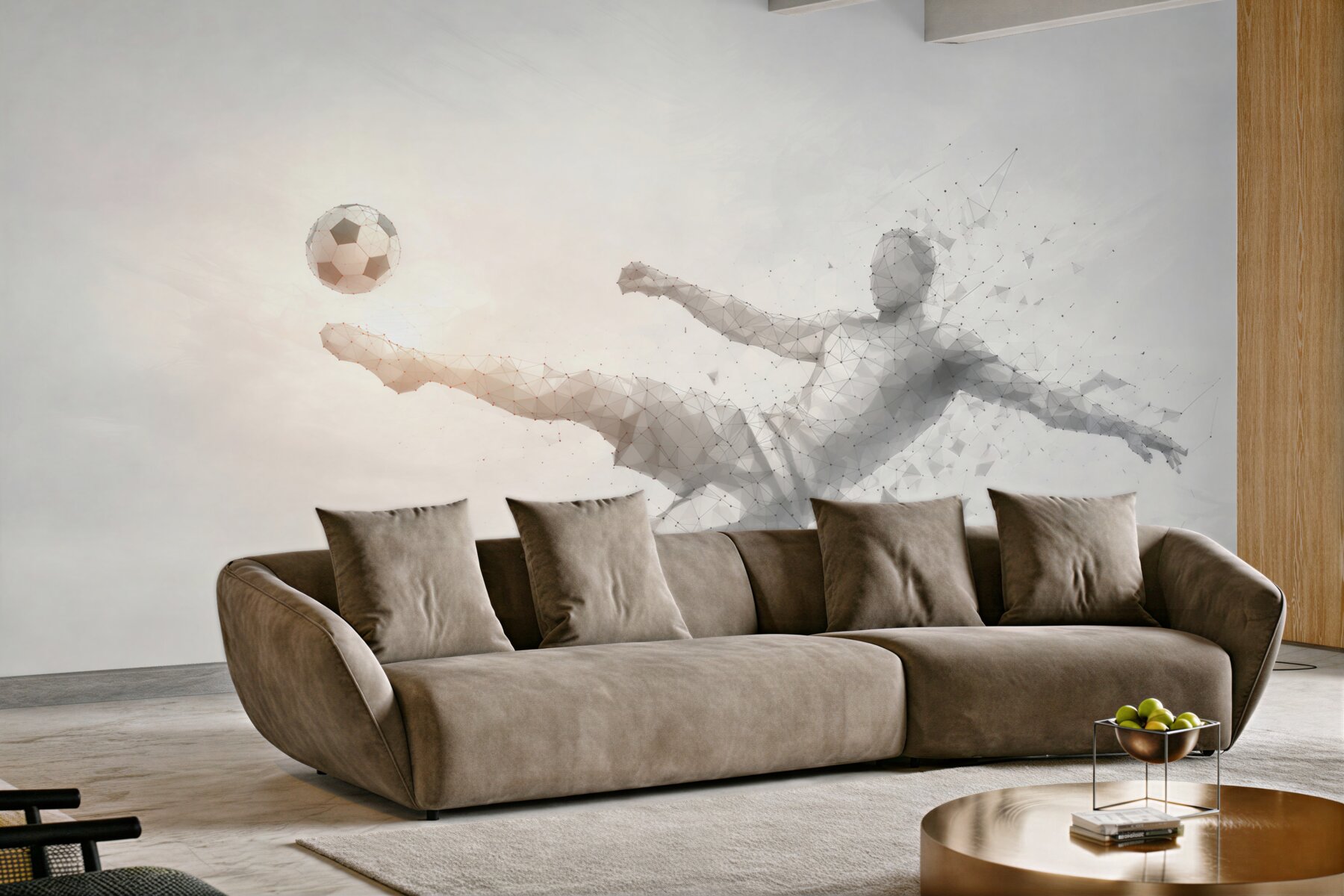 Fototapeta piłkarz wykonujący przewrotkę geometryczna nowoczesna sportowa