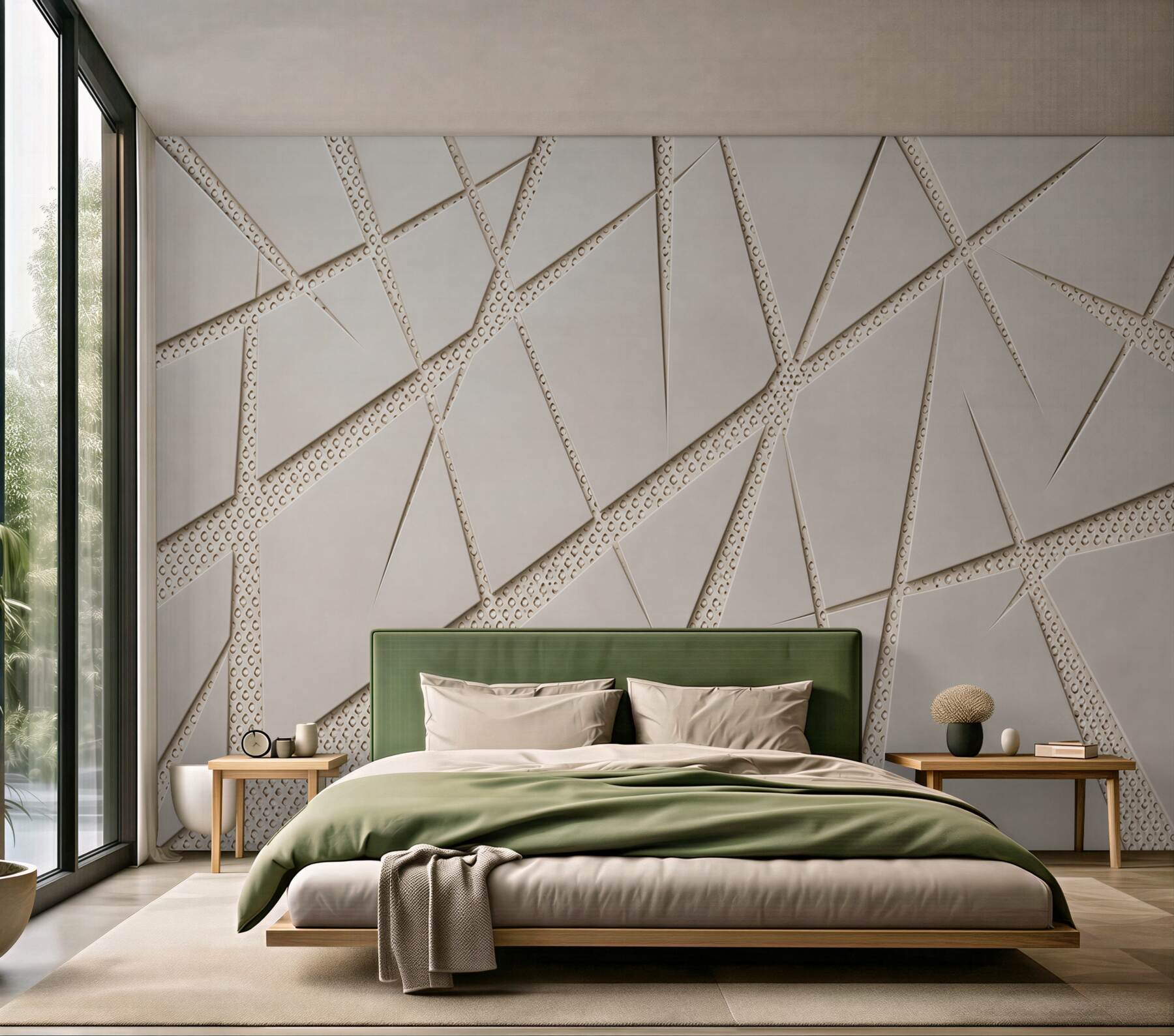 Fototapeta geometryczna beżowa abstrakcja 3D do nowoczesnego wnętrza