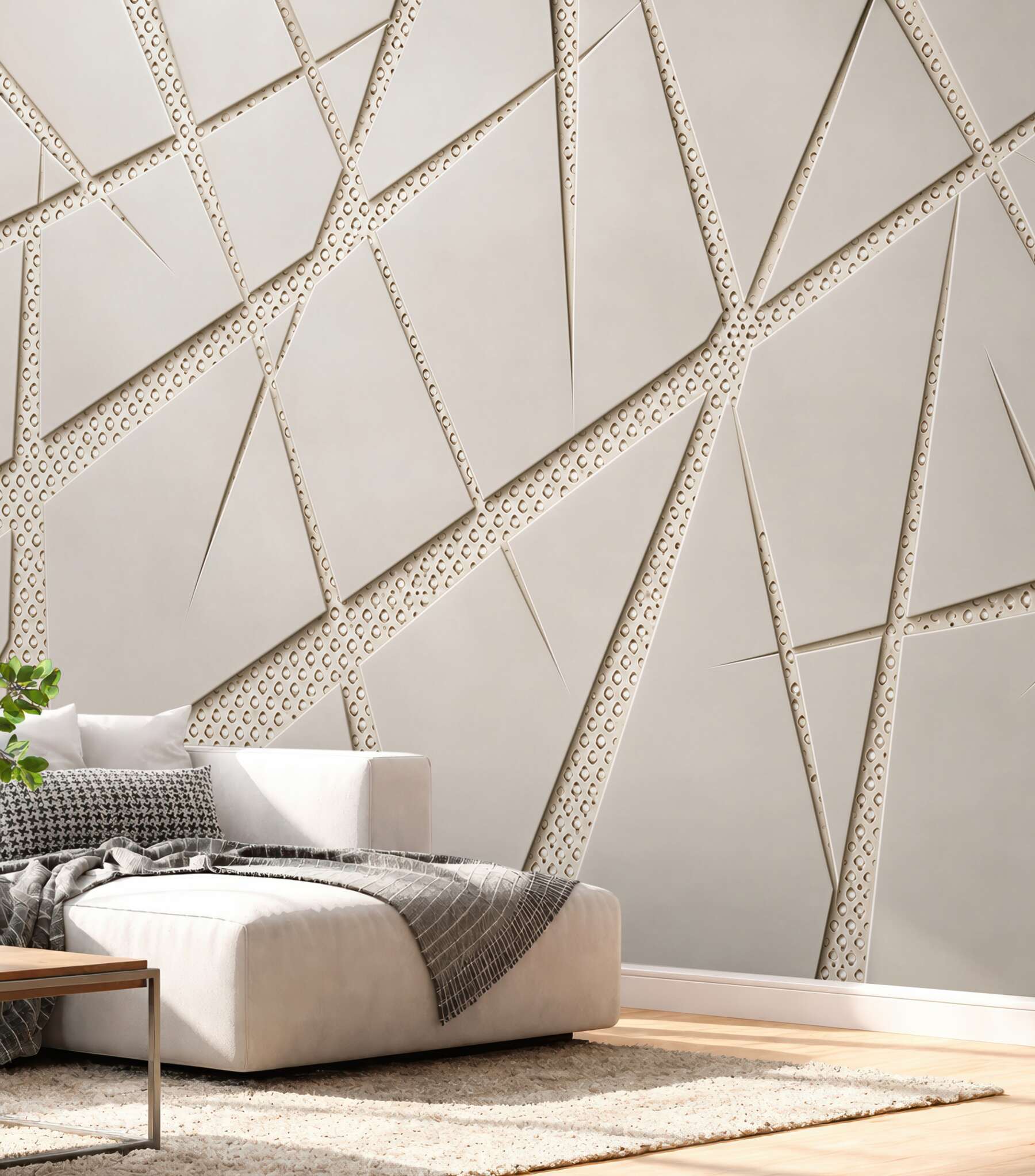 Fototapeta geometryczna beżowa abstrakcja 3D do nowoczesnego wnętrza