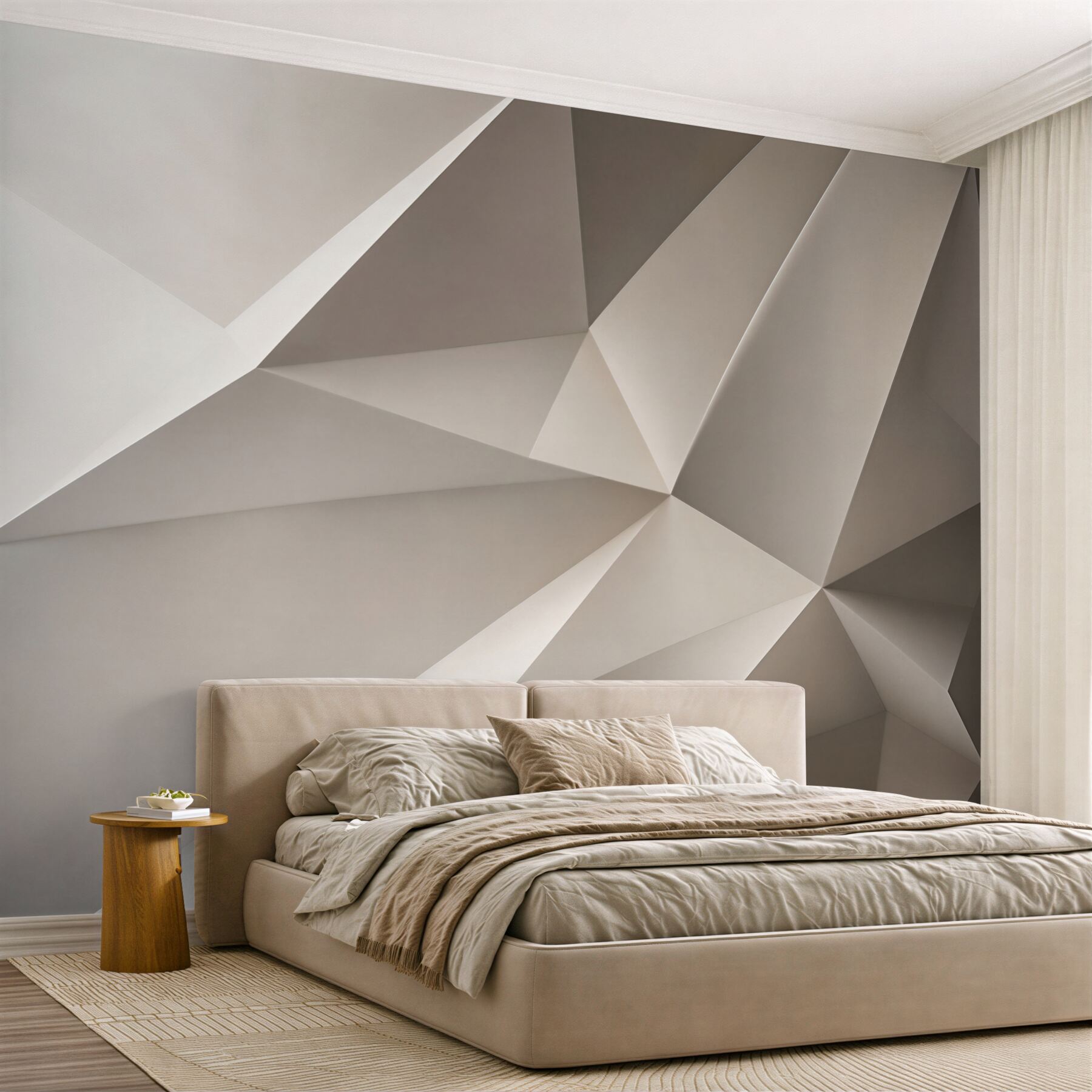 Fototapeta abstrakcja geometryczna 3D beżowa do nowoczesnego wnętrza