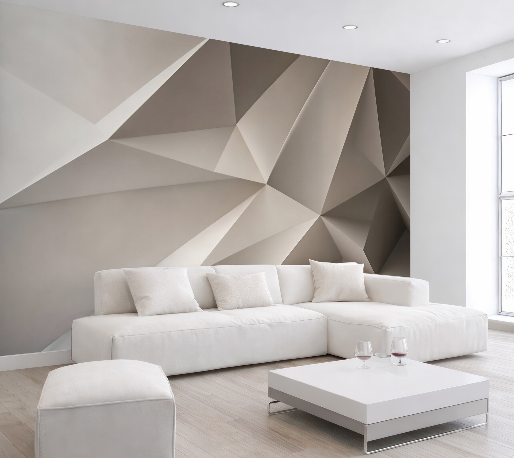 Fototapeta abstrakcja geometryczna 3D beżowa do nowoczesnego wnętrza