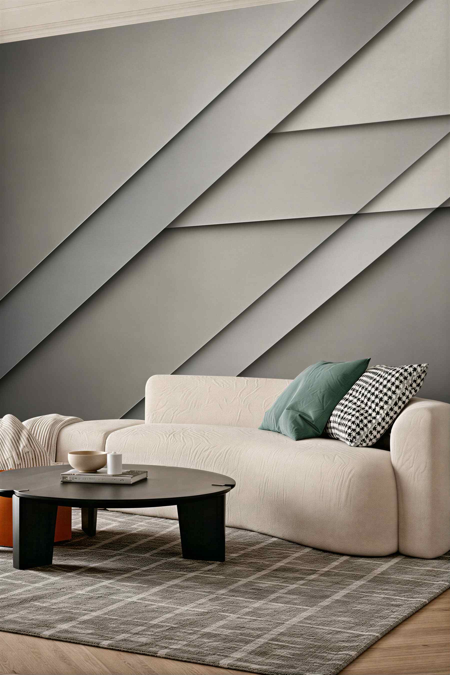 Fototapeta geometryczna abstrakcja 3D beżowo szara nowoczesna