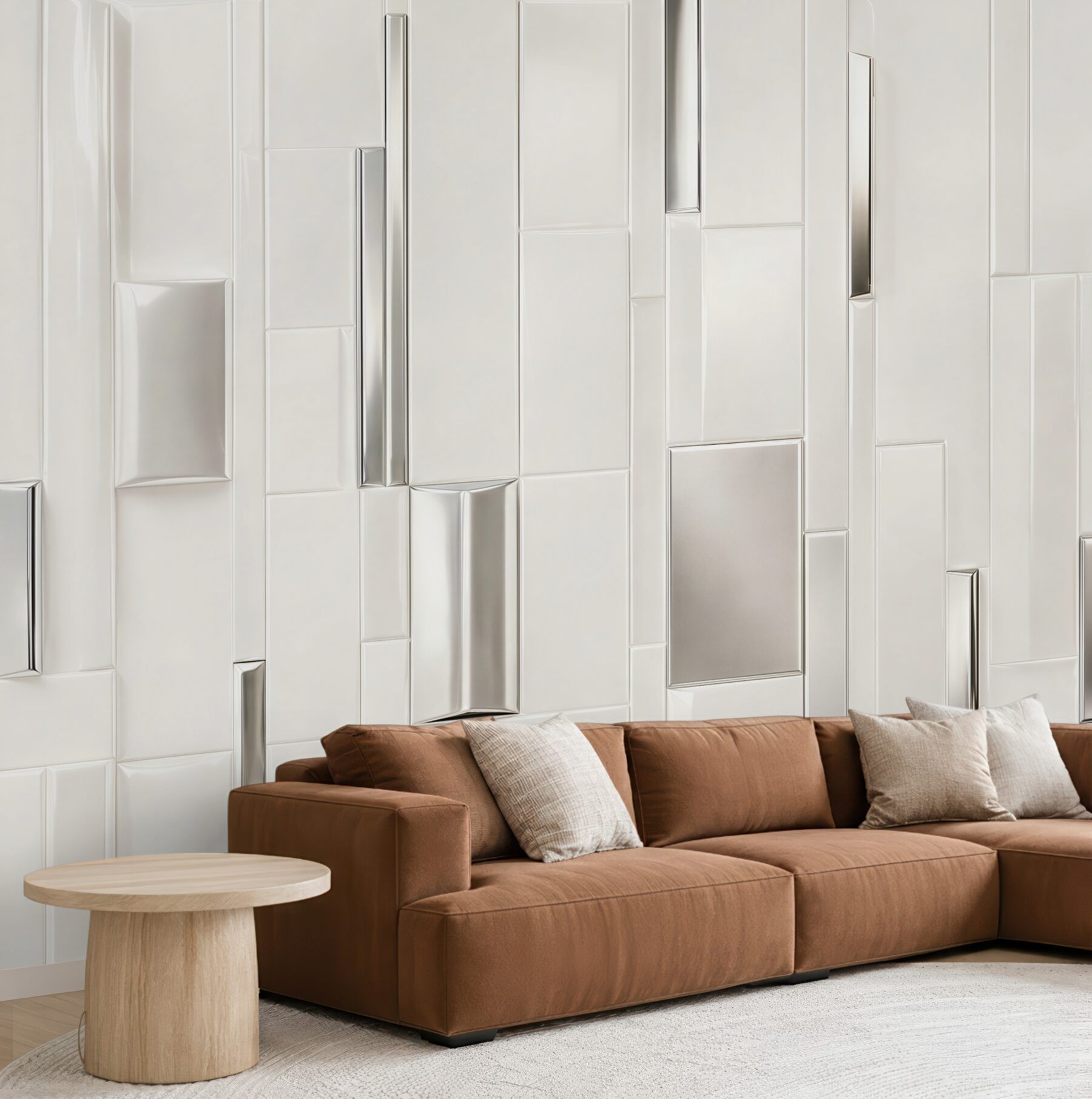 Fototapeta białe geometryczne panele 3D nowoczesna abstrakcja do salonu