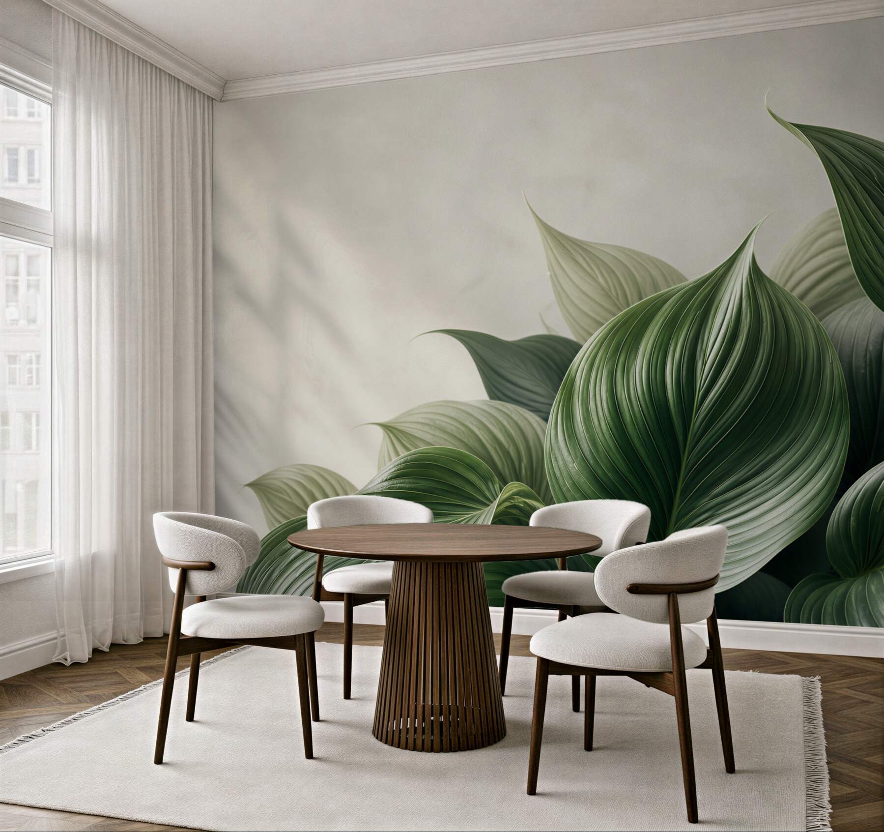 Fototapeta zielone liście botaniczne eleganckie do nowoczesnego wnętrza