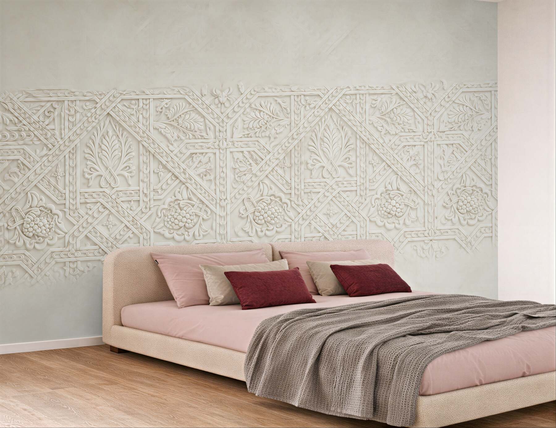 Fototapeta ornament roślinny beżowy w stylu arabskim elegancki