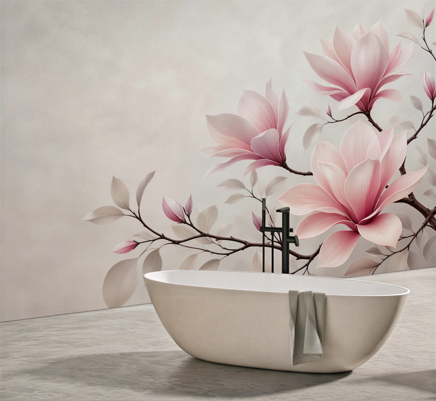 Fototapeta kwiaty magnolii pudrowy róż na jasnym tle elegancka