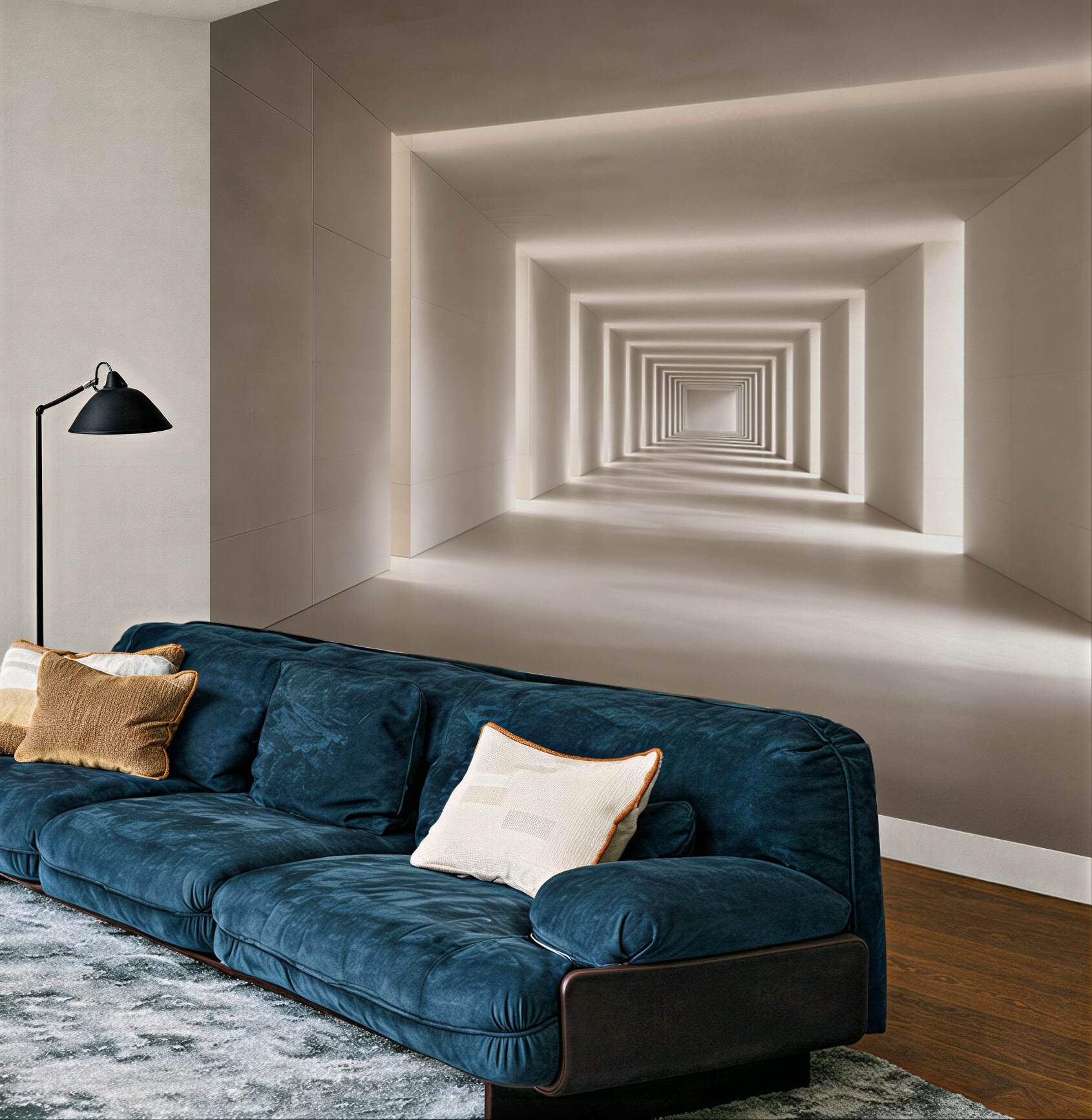 Fototapeta nowoczesny tunel 3D beżowy minimalistyczny do nowoczesnego wnętrza