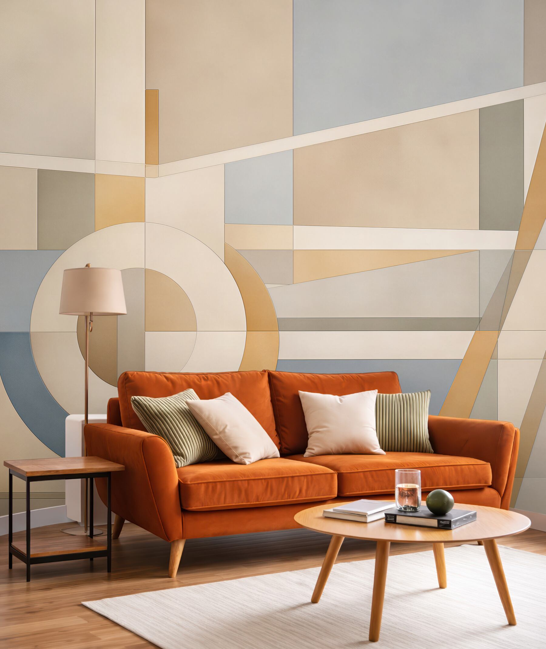 Fototapeta abstrakcyjne figury geometryczne beżowo błękitne nowoczesne