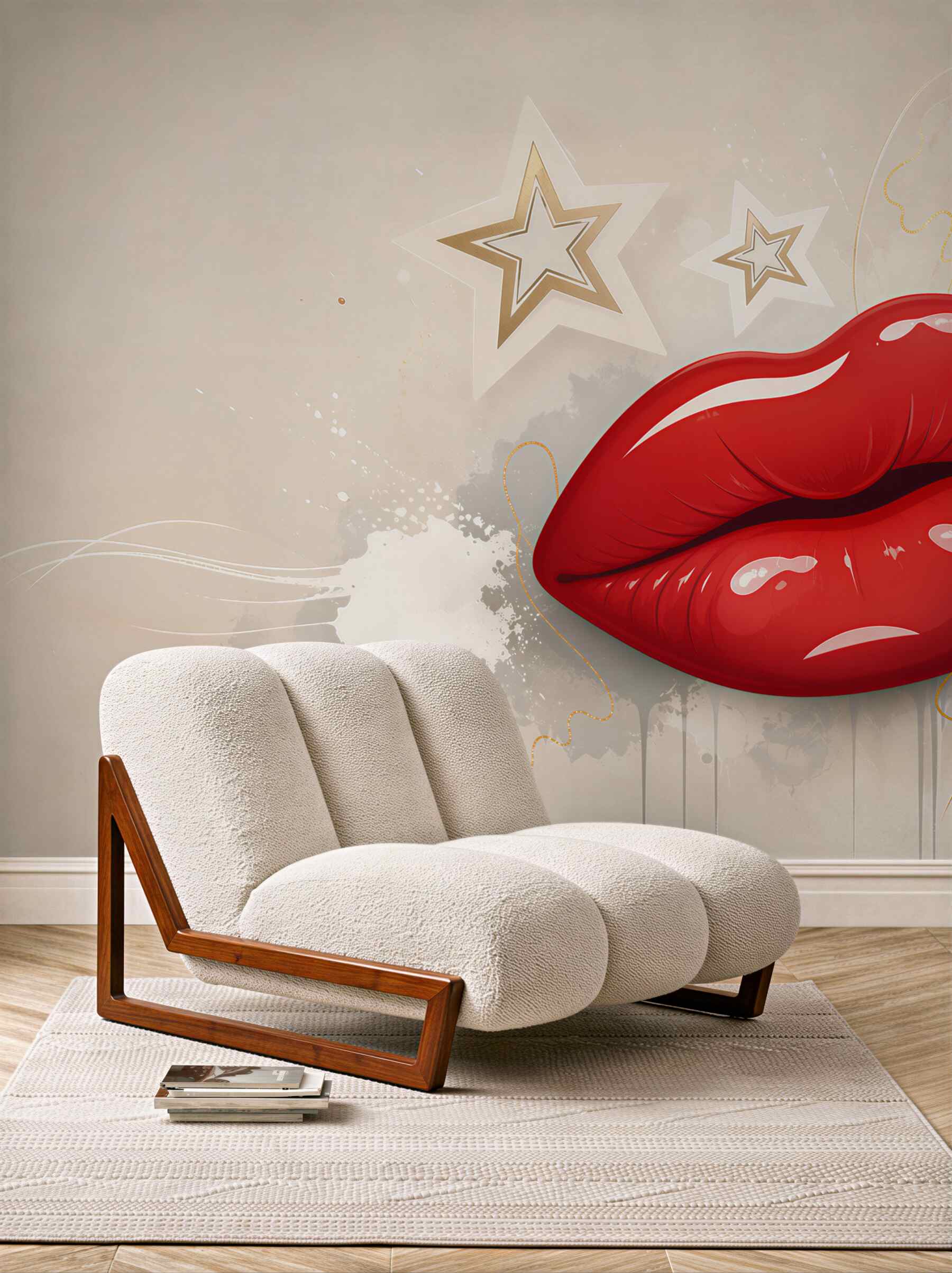 Fototapeta czerwone usta w stylu pop art nowoczesna do salonu