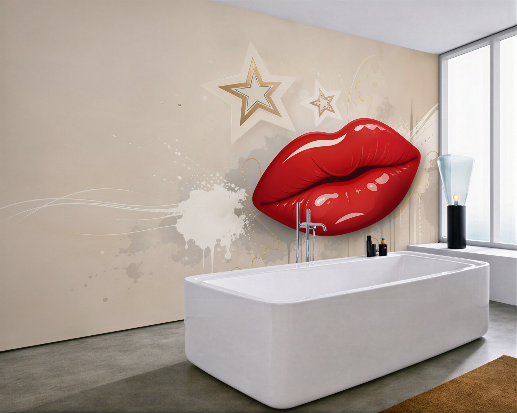 Fototapeta czerwone usta w stylu pop art nowoczesna do salonu