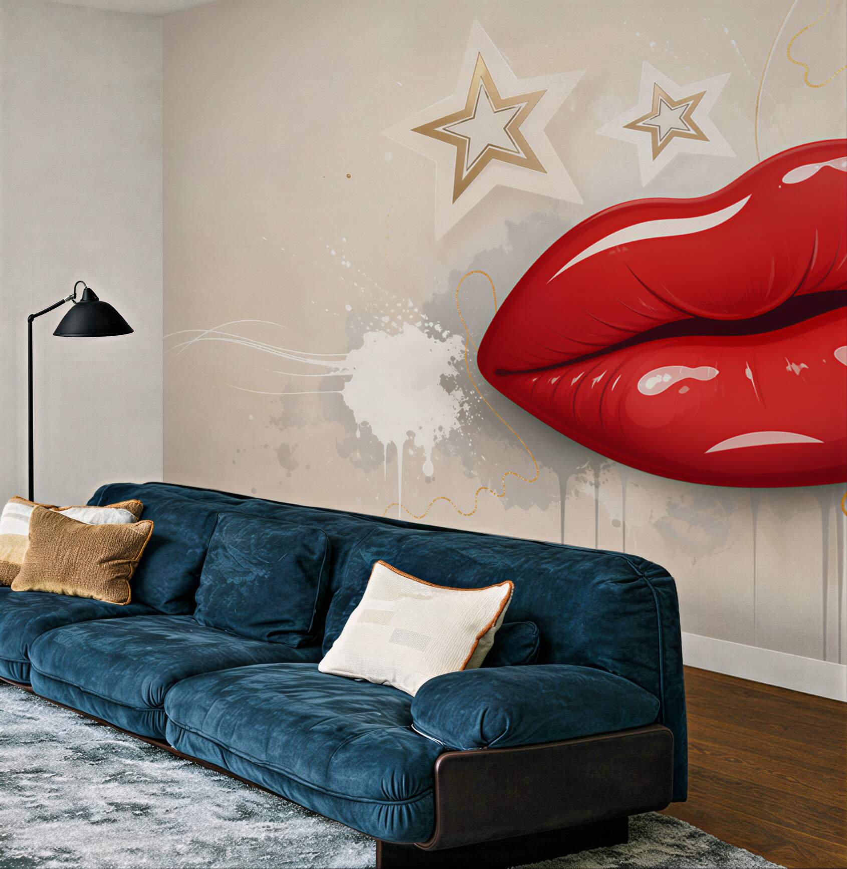 Fototapeta czerwone usta w stylu pop art nowoczesna do salonu