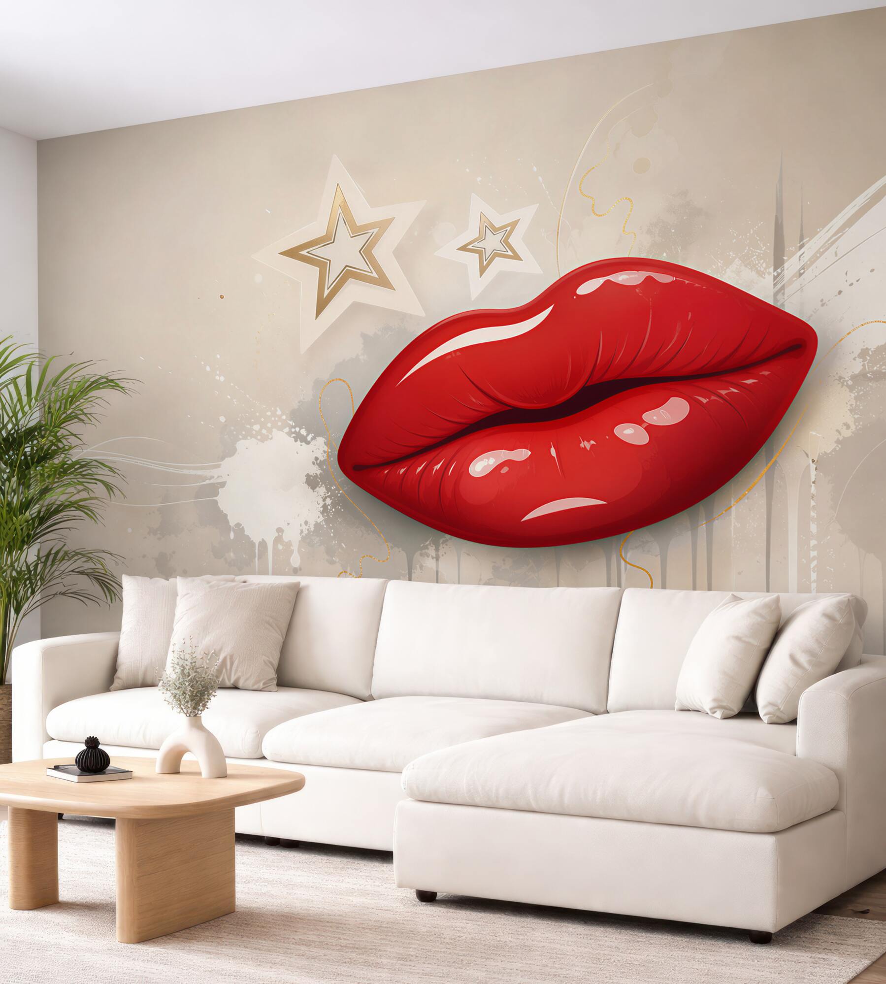 Fototapeta czerwone usta w stylu pop art nowoczesna do salonu