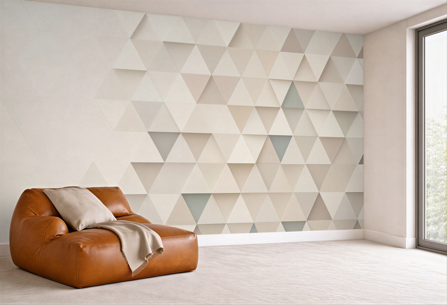 Fototapeta geometryczne trójkąty beżowe nowoczesny efekt 3D