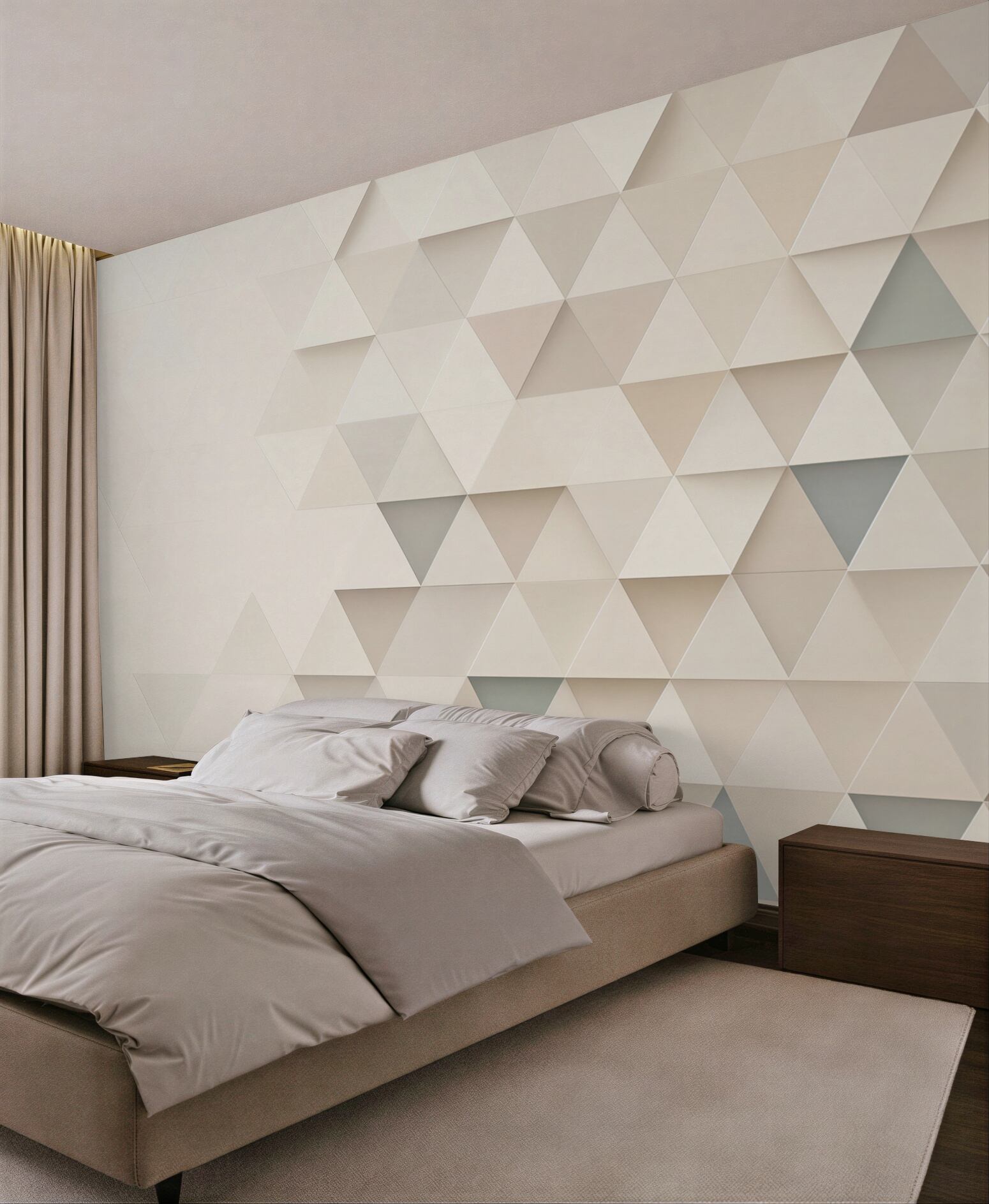Fototapeta geometryczne trójkąty beżowe nowoczesny efekt 3D