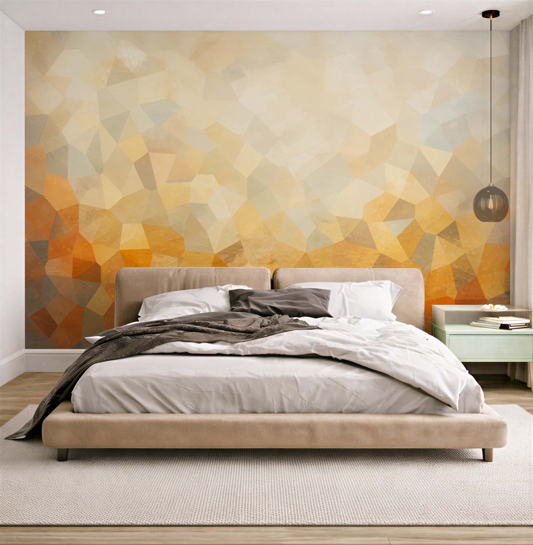 Fototapeta abstrakcja geometryczna beżowo złota nowoczesna do salonu