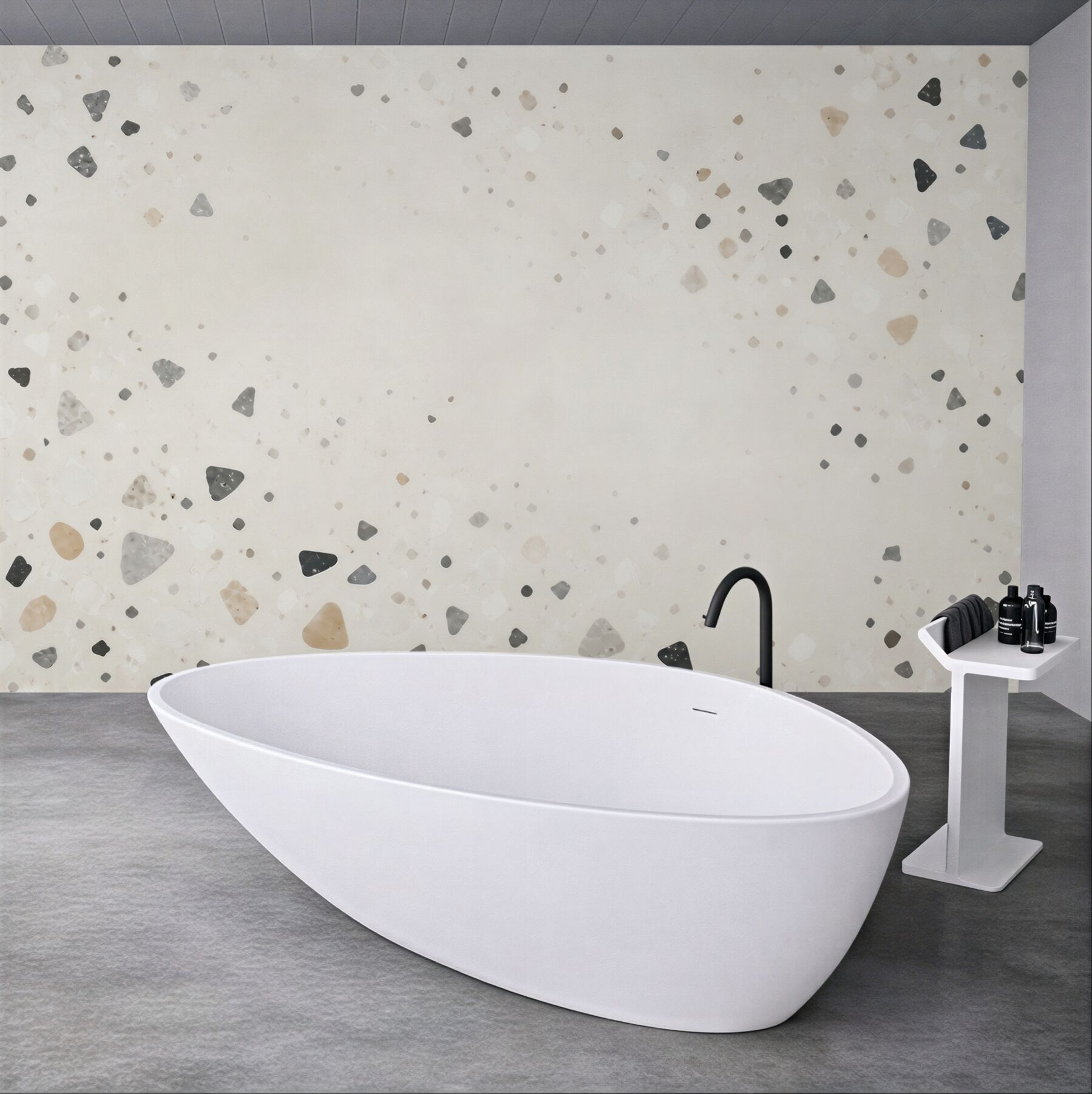 Fototapeta terrazzo jasne beżowo szare w minimalistycznym stylu