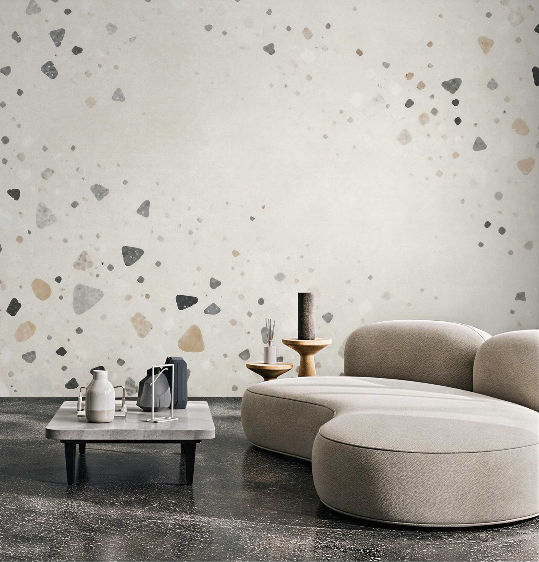 Fototapeta terrazzo jasne beżowo szare w minimalistycznym stylu