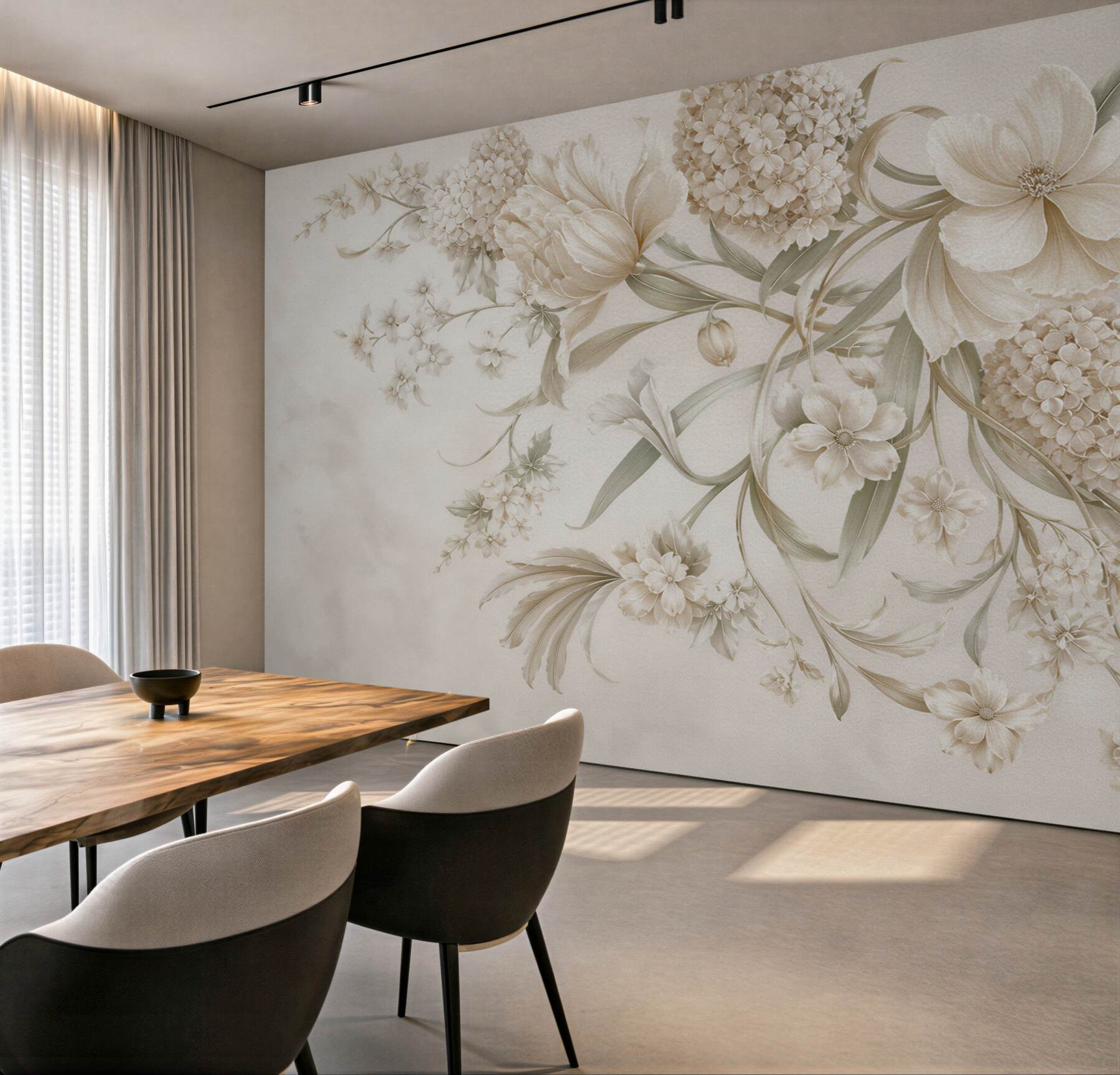 Fototapeta kremowe kwiaty 3D elegancka kompozycja floralna do salonu