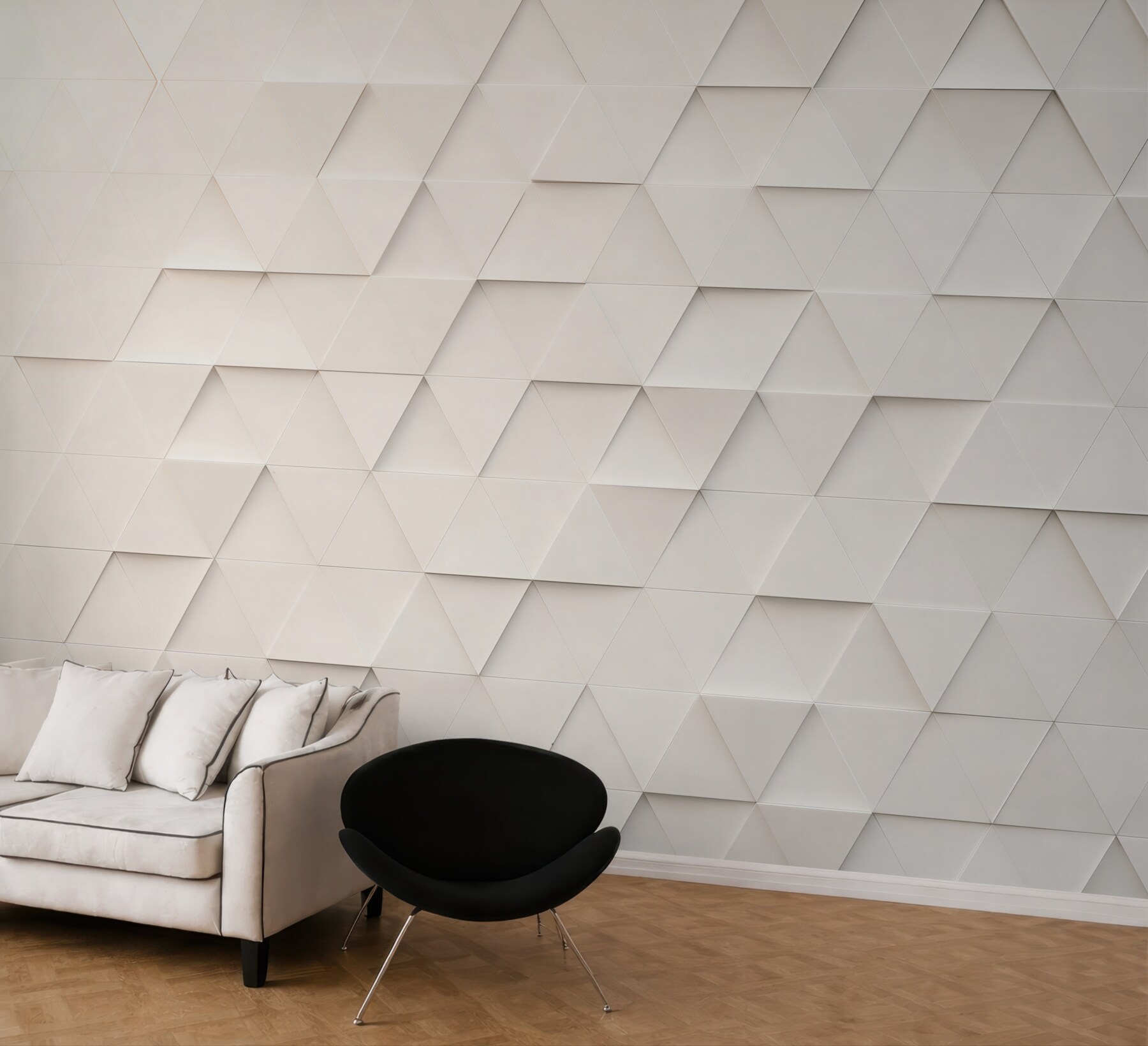 Fototapeta geometryczne trójkąty 3D beżowe nowoczesna abstrakcja