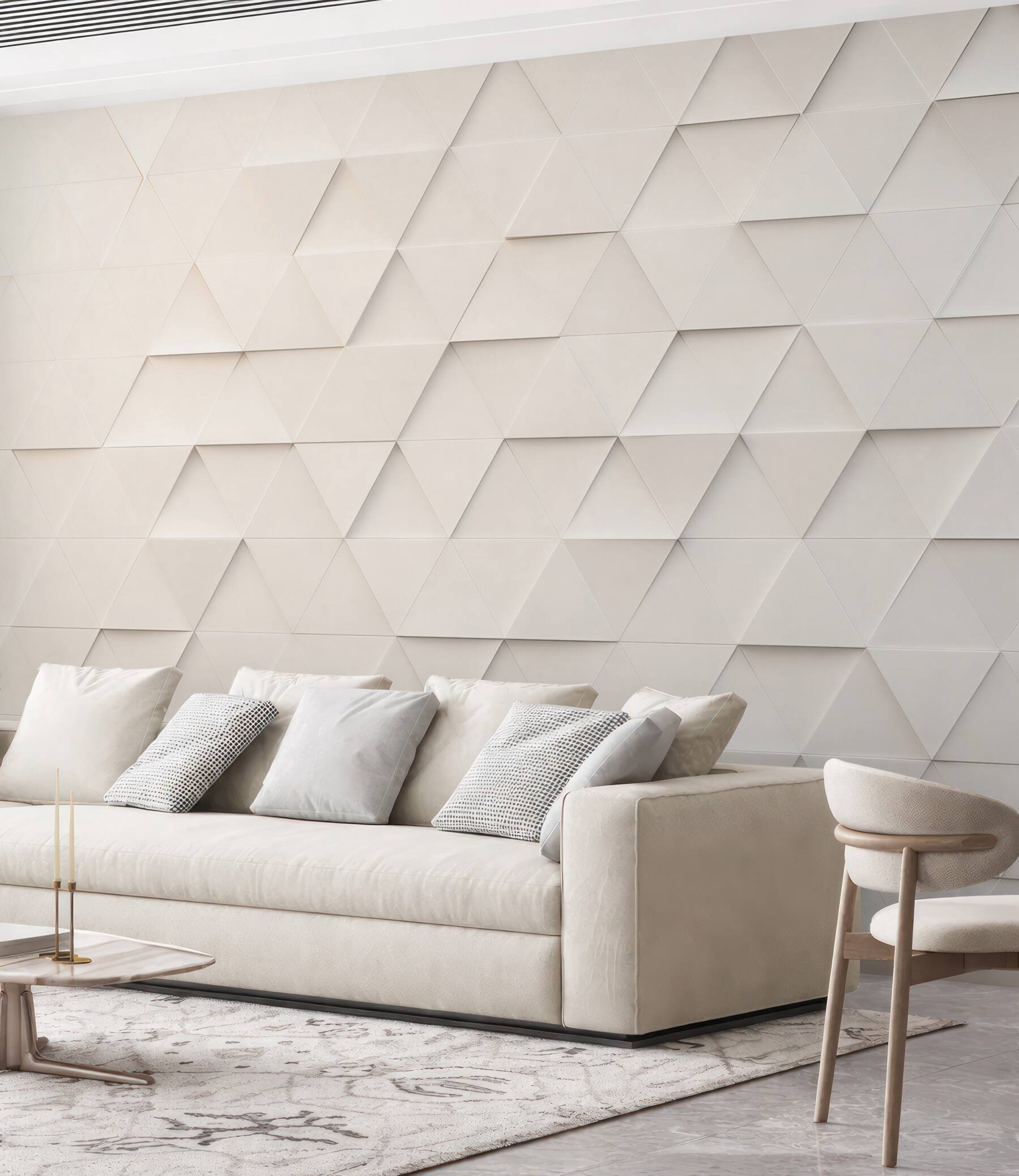 Fototapeta geometryczne trójkąty 3D beżowe nowoczesna abstrakcja