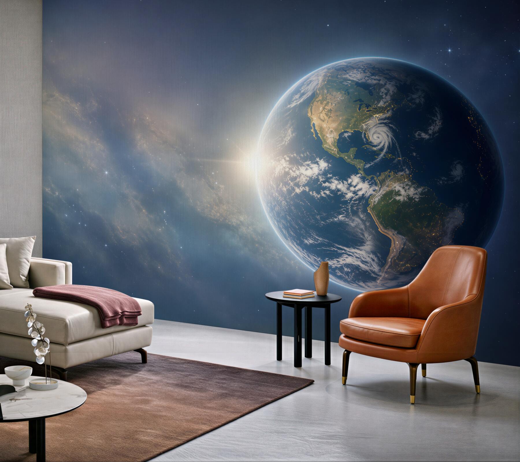 Fototapeta planeta Ziemia w kosmosie z gwiazdami nowoczesna