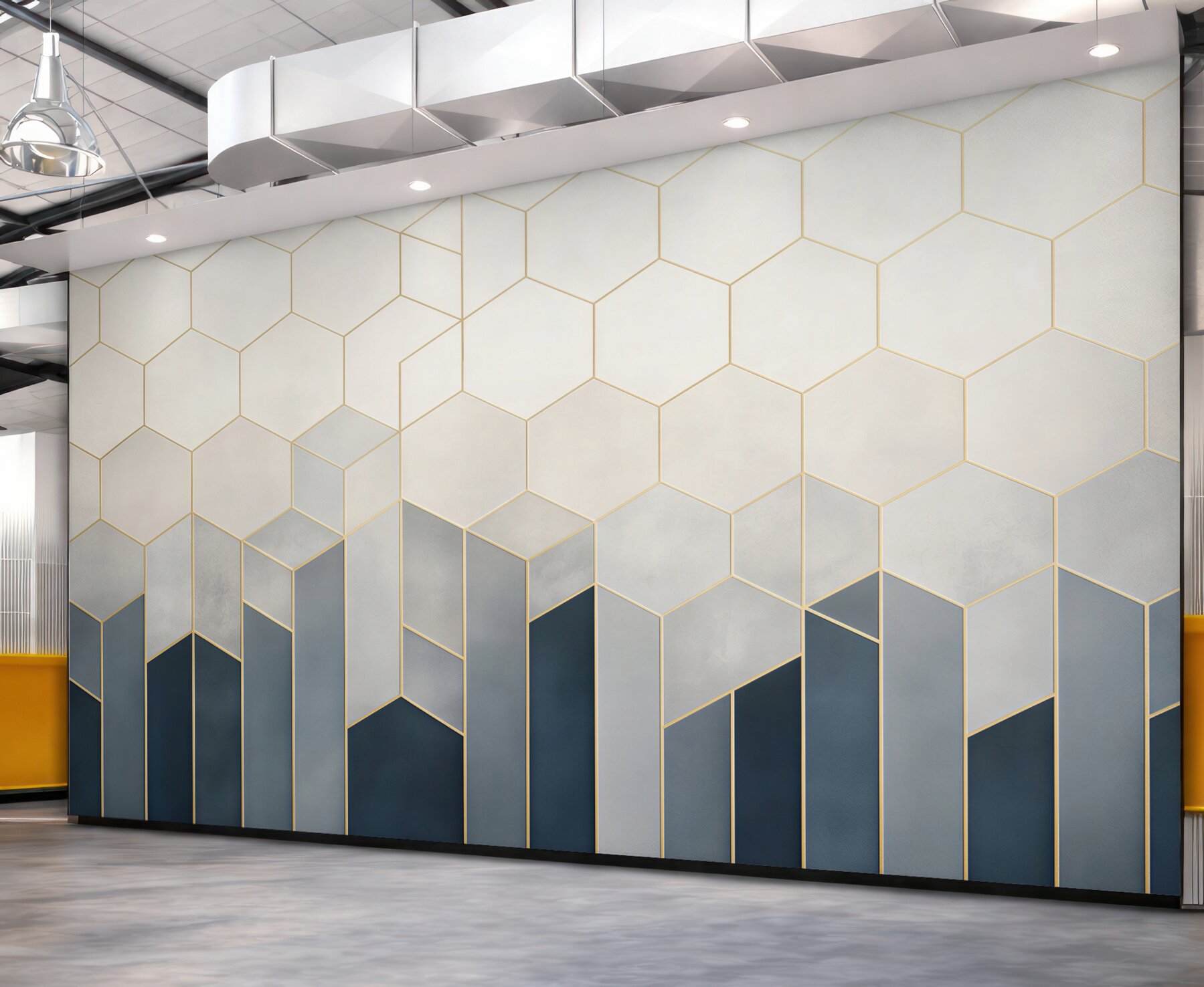 Fototapeta geometryczne heksagony granatowo złote nowoczesny wzór 3D
