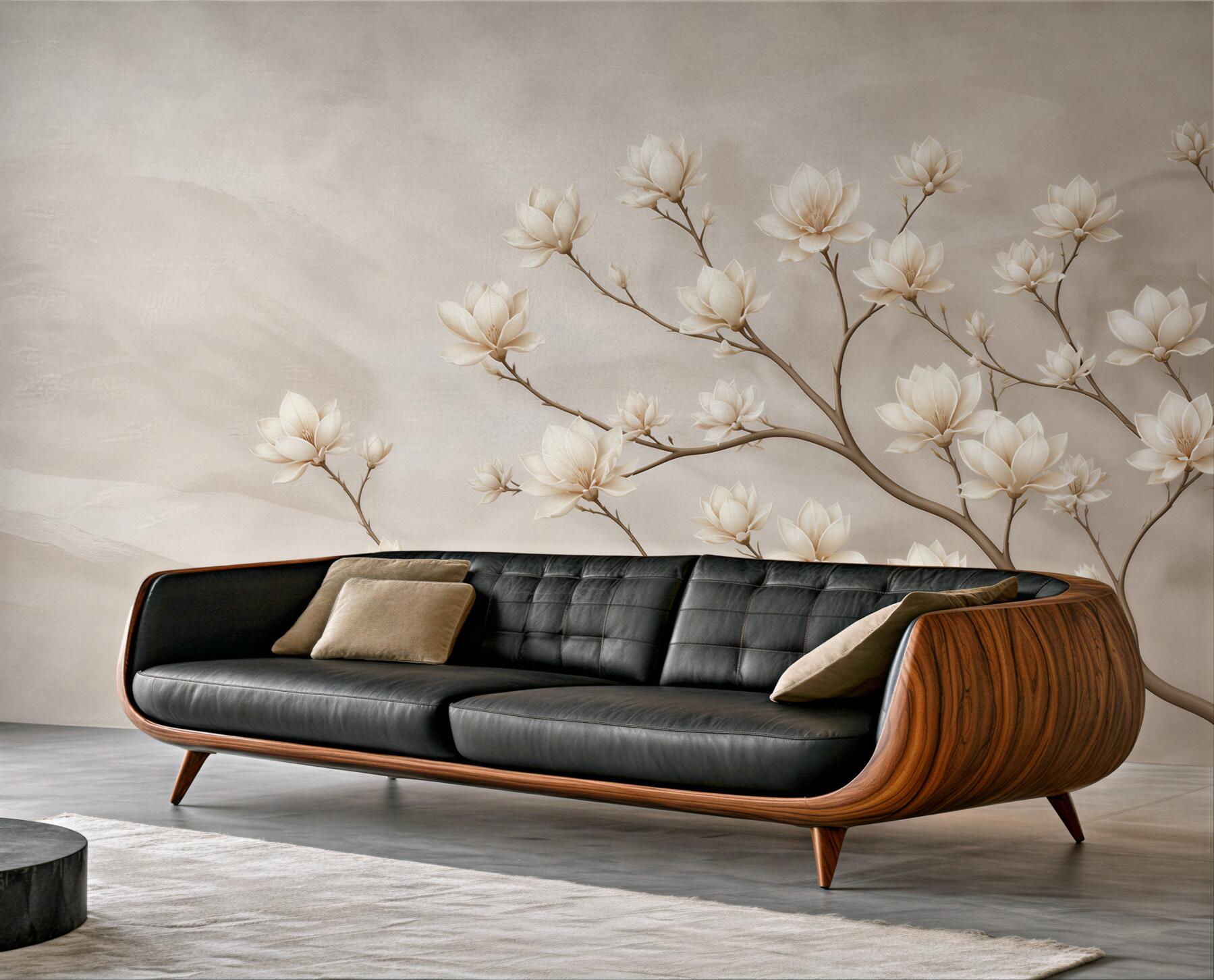 Fototapeta kwitnąca magnolia beżowa subtelna do eleganckiego wnętrza