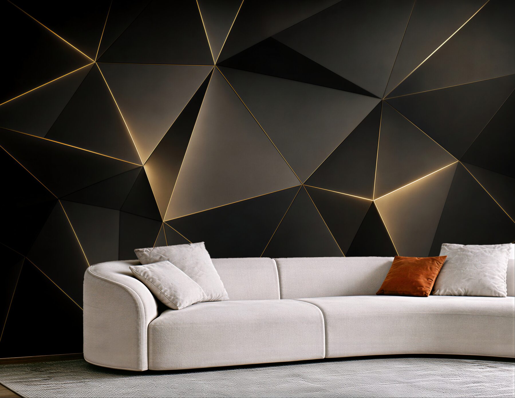 Fototapeta czarna geometria ze złotymi liniami nowoczesna glamour