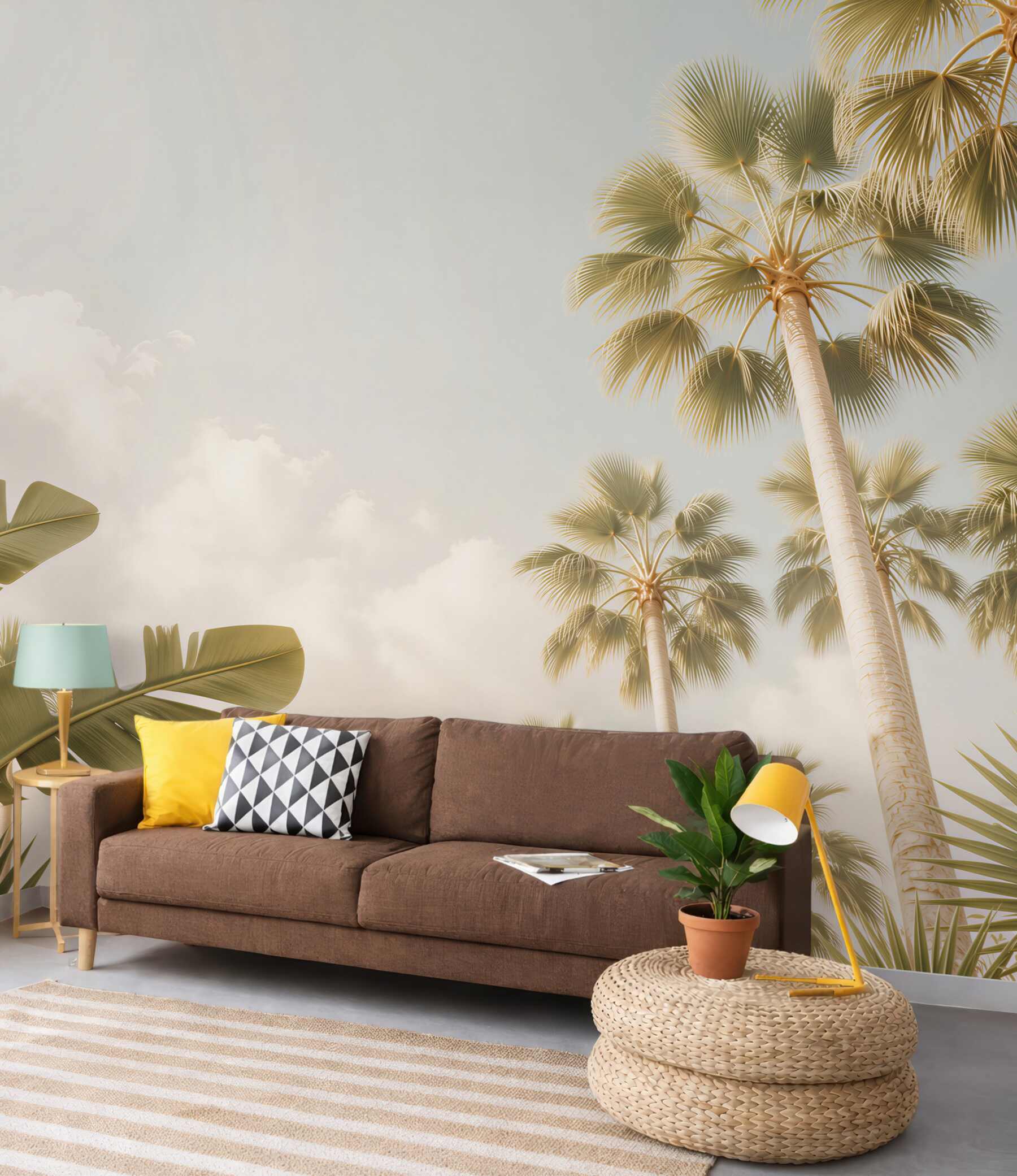 Fototapeta palmy tropikalne na tle nieba beżowa egzotyczna